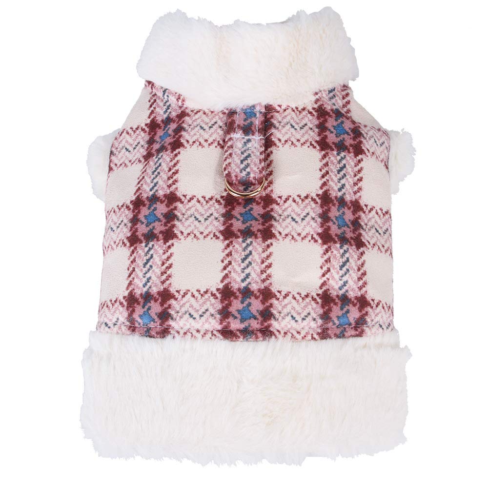 Faux Suede Fleece Dog Coat - Warm Winter Jacket & Vest for Small Dogs, British Style Pet Snowsuit in Pink | Perfect for Cold Weather Walks & Outdoor Adventures