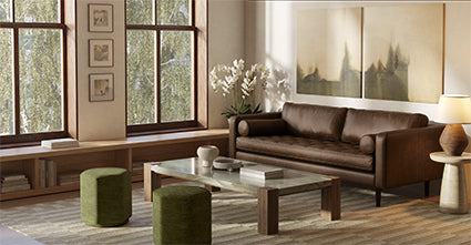 Premium Napa Leather Sofa - Modern Luxury Living Room Furniture for Home & Office - Perfect for Relaxing, Entertaining & Stylish Decor