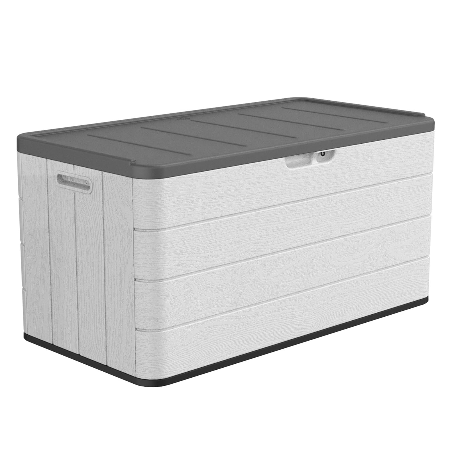 ADDOK Large Lockable Resin Deck Box - Waterproof Outdoor Garden Storage Box & Elegant Storage Bench for Cushions, Garden Tools - Perfect for Patio, Backyard, and Poolside Organization