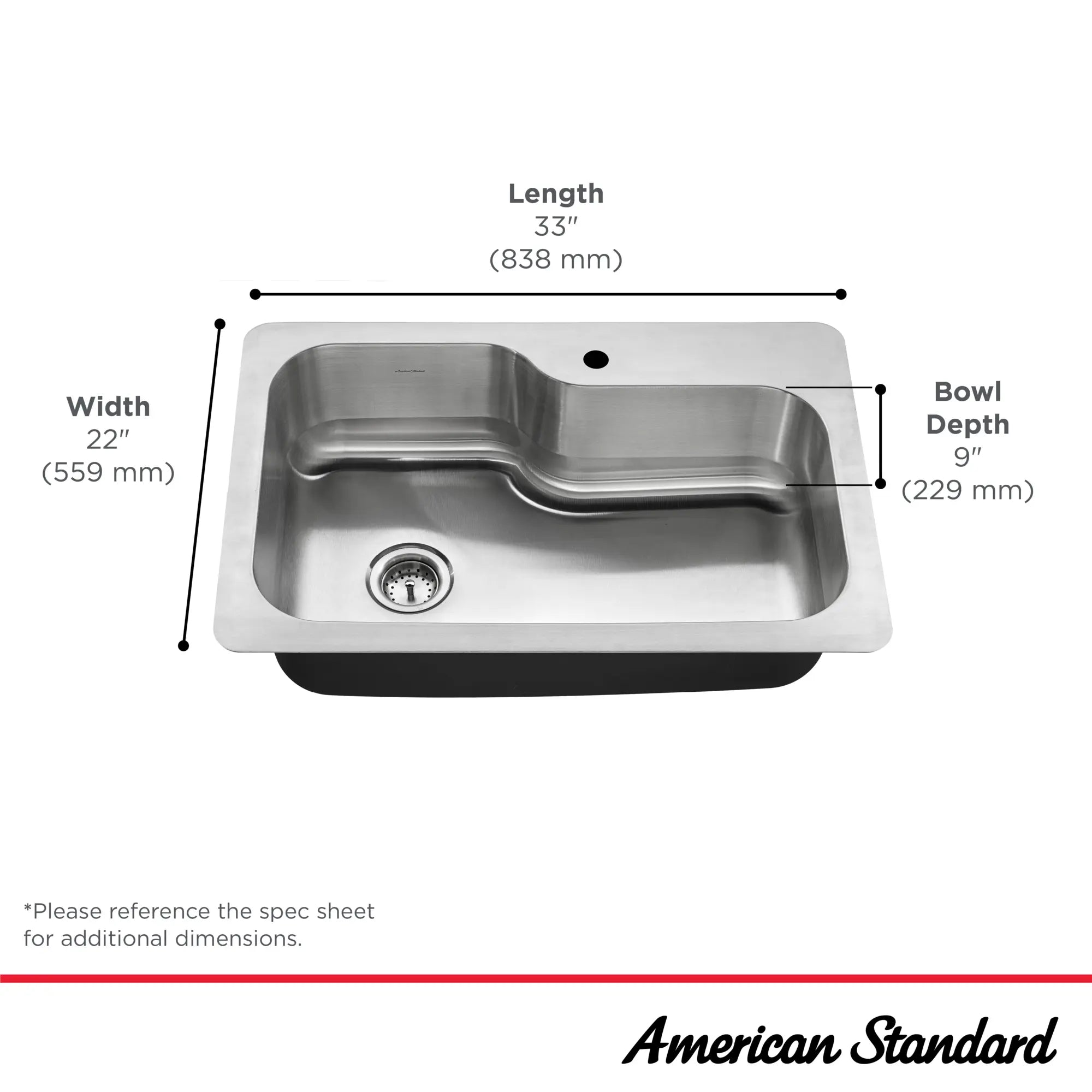 Fairacres® 33 x 22 Inch Stainless Steel Single Bowl Kitchen Sink with 1 Hole Dual Mount and Pull Down Faucet - Perfect for Modern Kitchens, Remodeling & Small Spaces