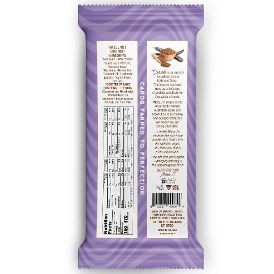 Organic Carob Hazelnut Bars 6-Pack - Vegan, Gluten-Free Snacks for Healthy Treats