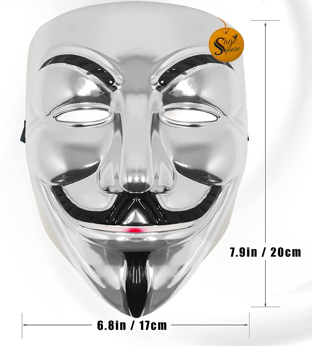 V for Vendetta Anonymous VIP Edition Face Mask - Sage Square Pink, Red & Silver Fawkes Mask Set of 3 | Perfect Fit Cosplay & Halloween Costume Accessory | Protest, Themed Parties & Movie Events
