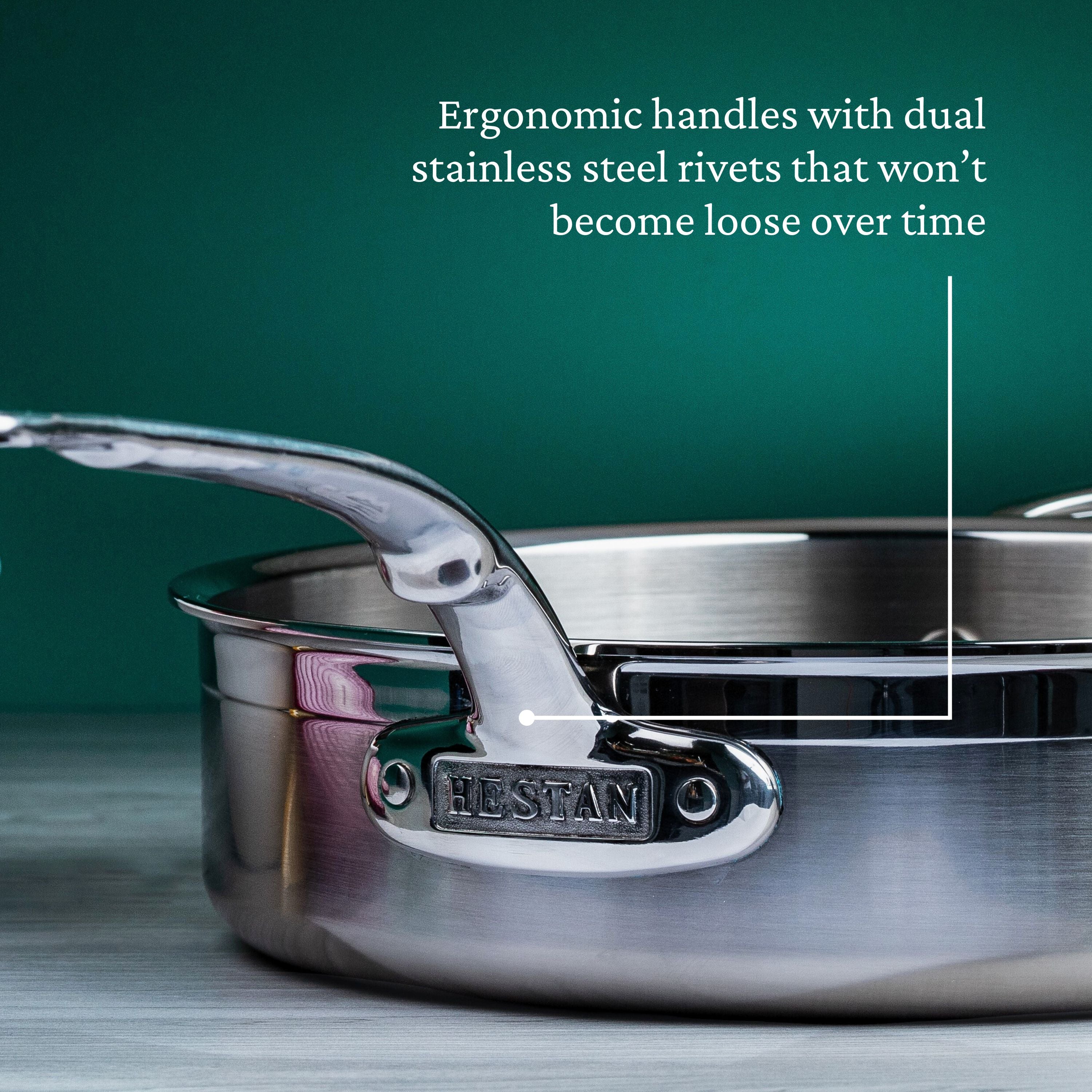 Hestan Probond Nonstick Covered Saute Pan with Helper Handle - Premium Cookware for Searing, Frying & Simmering - Perfect for Home Chefs & Professional Kitchens