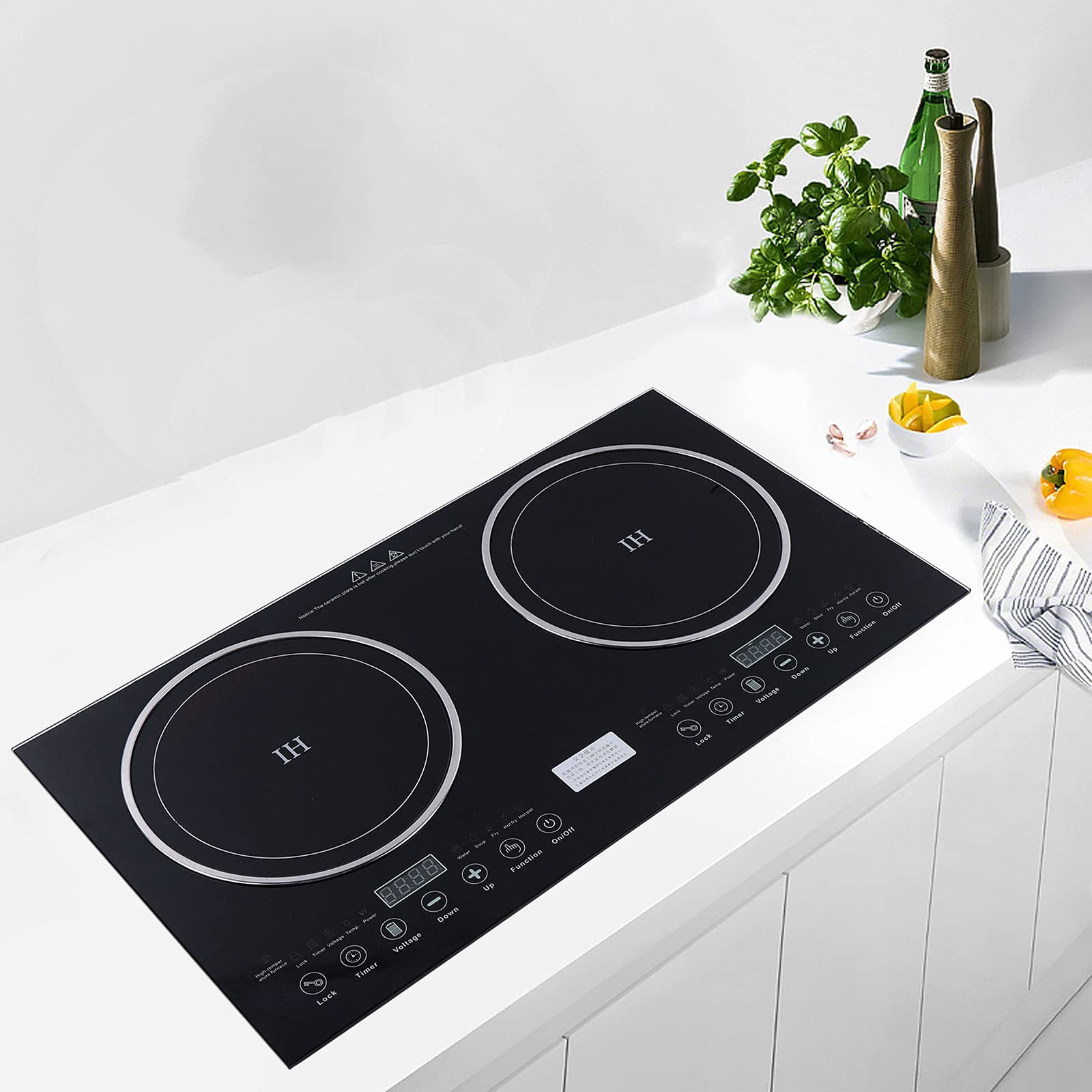 2600W Electric Dual Cooktop Countertop Burner with 8 Power Levels - 1200W Induction & 1400W Ceramic Stove for Fast Cooking | Recessible Design for Kitchen Countertops | Perfect for Small Kitchens, Dorms, RVs & Outdoor Cooking