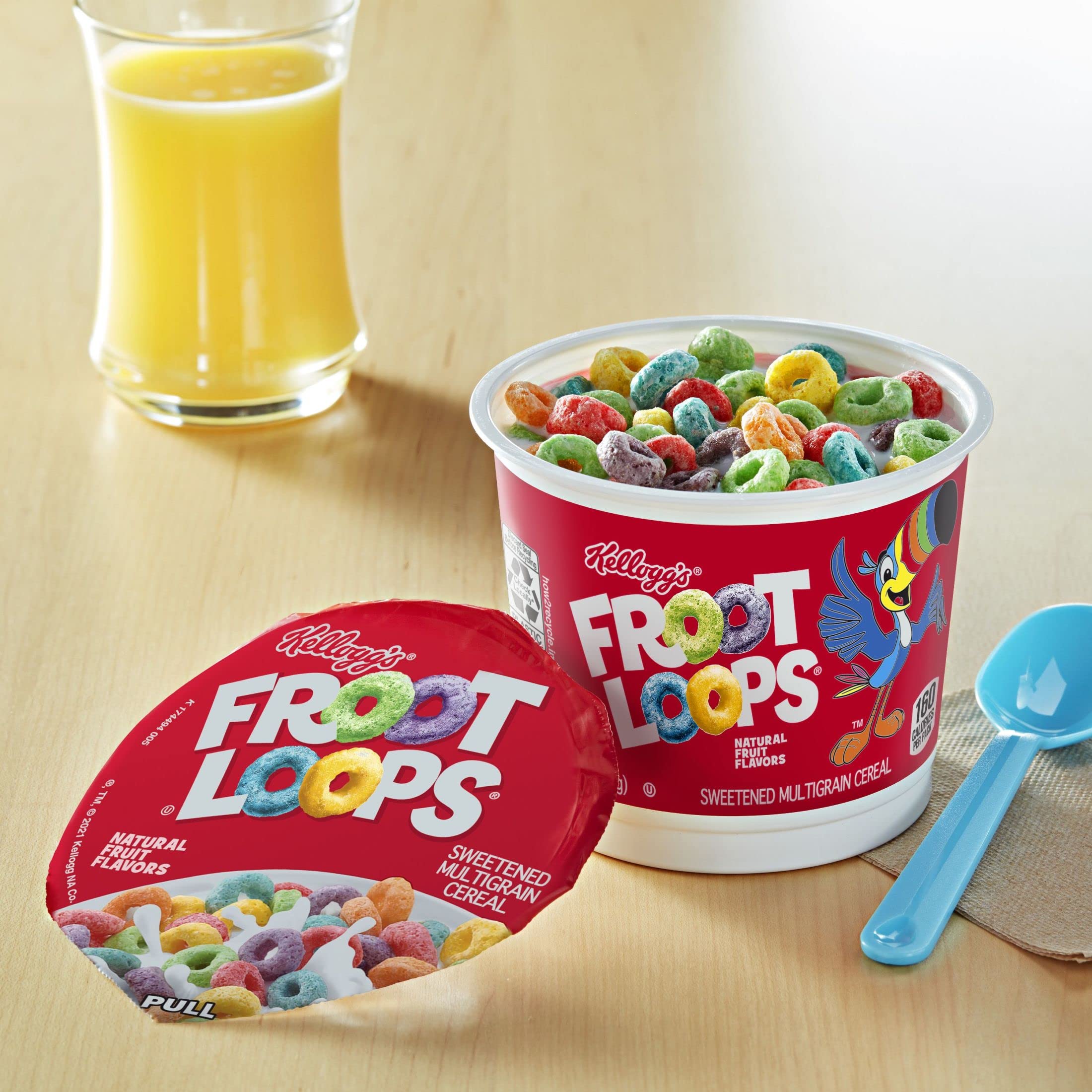 Froot Loops Cold Breakfast Cereal Cup - Fruit Flavored Vitamin C Snacks, Original 1.5oz (1 Cup) | Perfect for Quick Breakfast, Office Snacks & Kids Lunch Box
