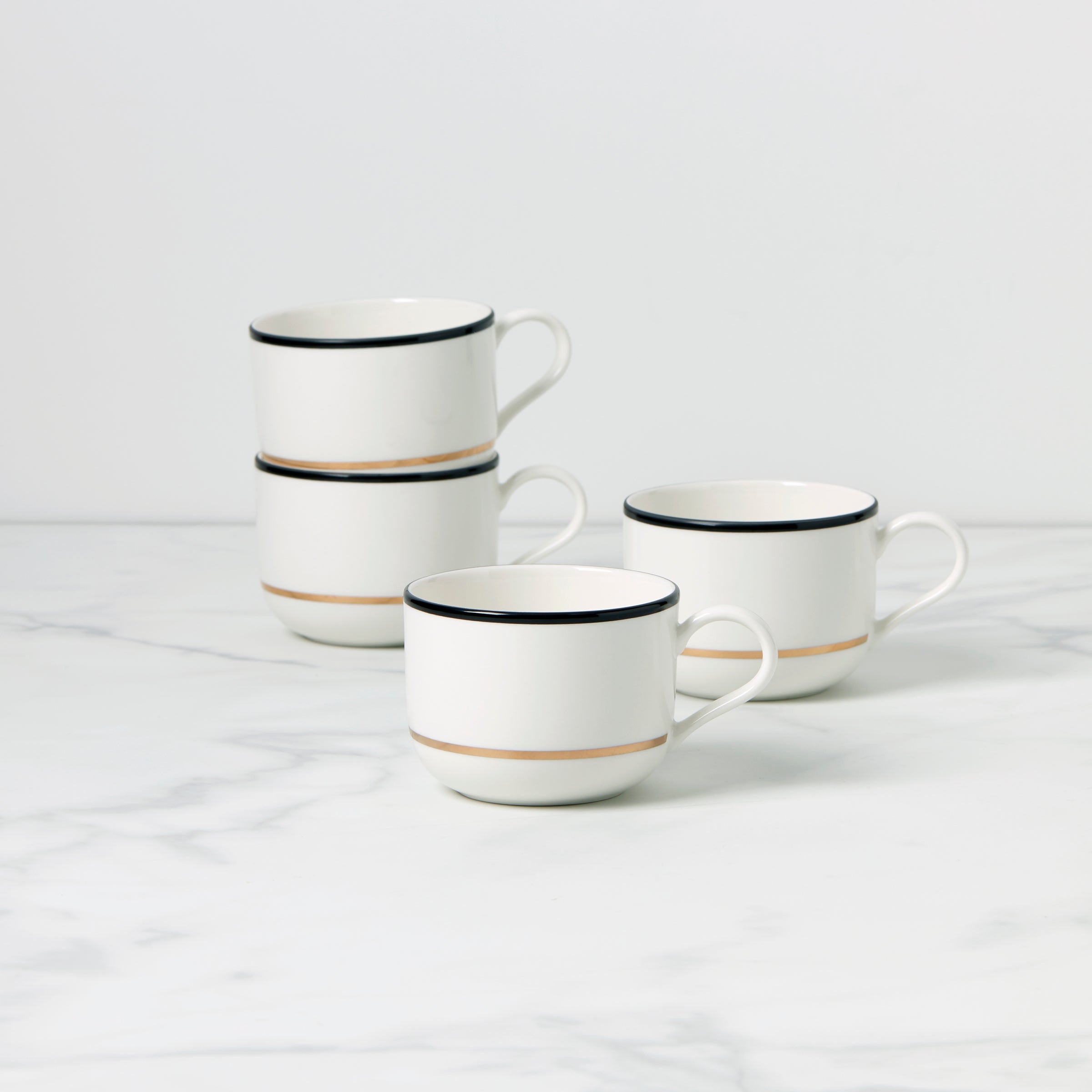 Make It Pop Mugs Set of 4 - Black and Gold Coffee Cups for Home, Office, or Gift Giving