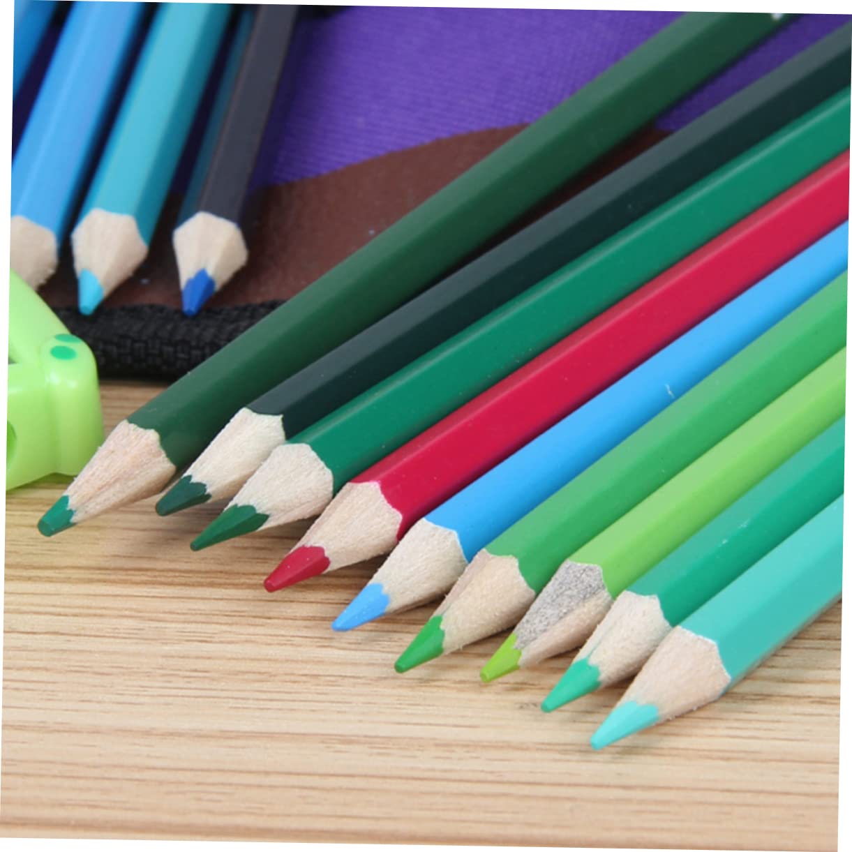 BELLIFFY 12-Colored Pencils Set with Sequin Pencil Case - Vibrant Wooden Highlighters for School, Office & Art Projects - Perfect for Coloring, Note Taking & Creative Drawing