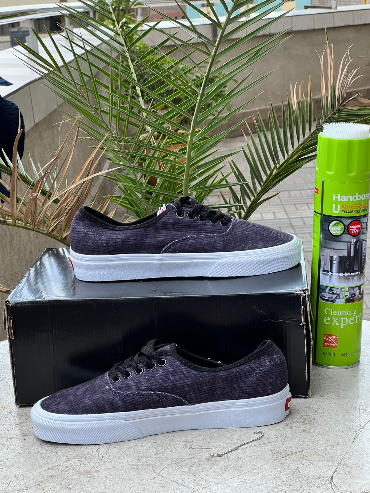 Vans Washed Black Ribbed Canvas Sneakers for Men & Women - Classic Low-Top Skate Shoes with Comfortable Cushioning - Perfect for Casual Wear, Street Style & Skateboarding
