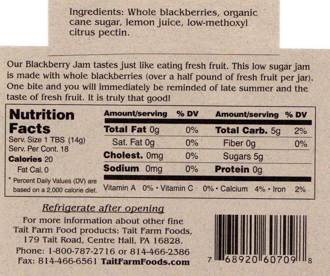 Tait Farm Foods Blackberry Jam - All Natural, No Preservatives, Perfect for Toast, Pancakes & Desserts | Gourmet Fruit Spread for Breakfast & Baking