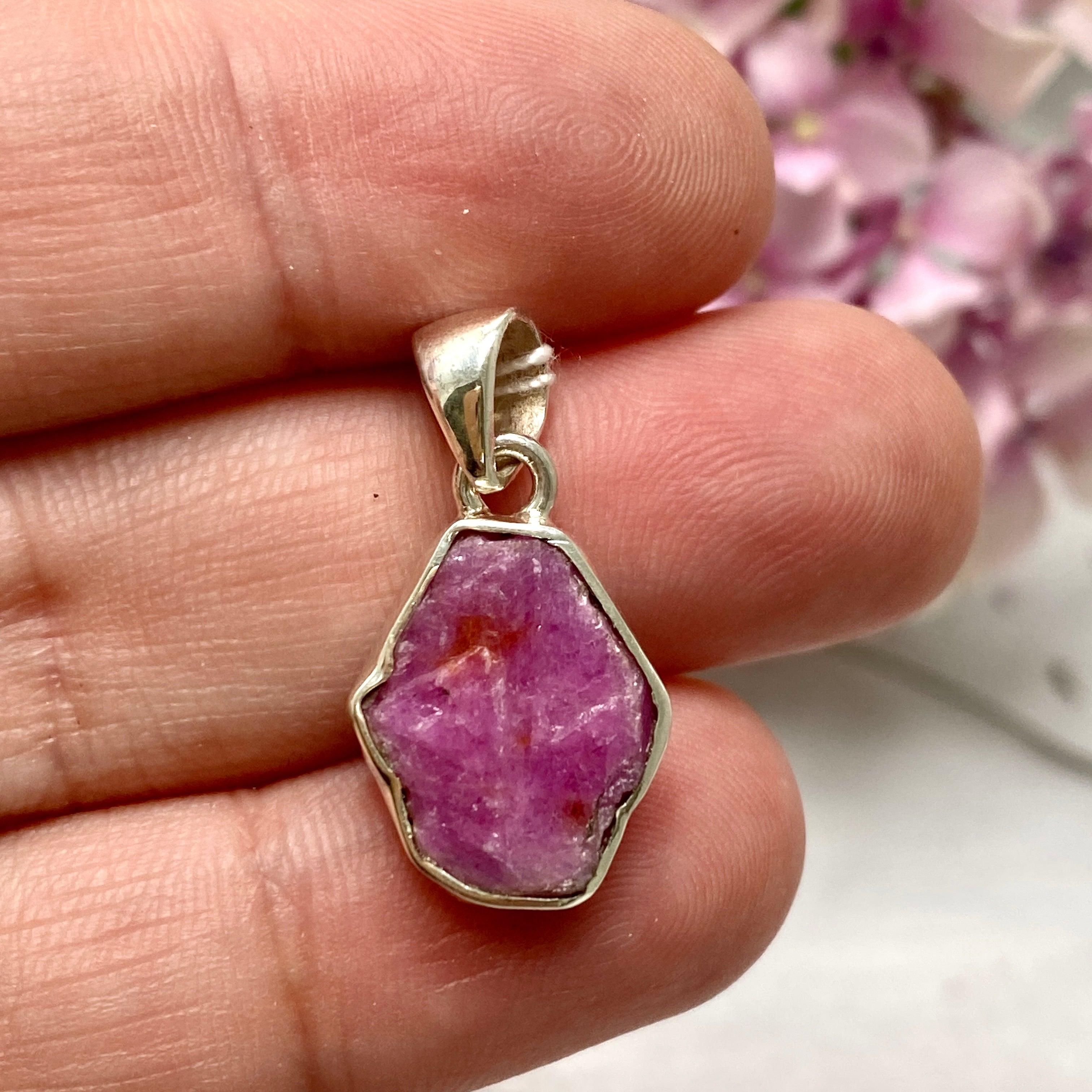 Natural Ruby Raw Hexagonal Pendant Necklace - KPGJ3341 | Handmade Boho Jewelry for Women, Gift for Her | Perfect for Meditation, Yoga & Spiritual Healing