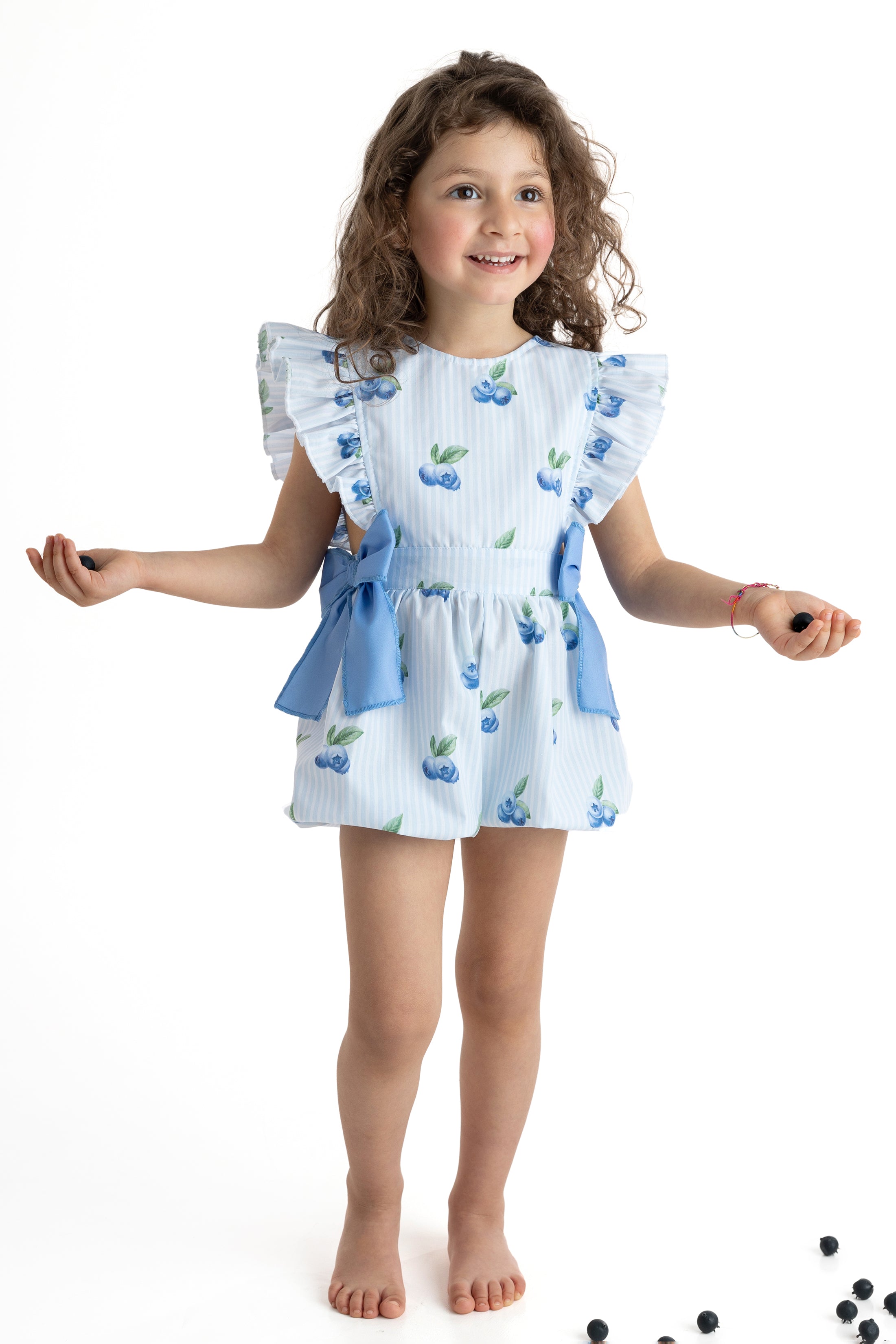 Blueberries Cotton Playsuit for Baby Girls - Soft & Comfortable Romper for Playtime, Outings & Photo Shoots