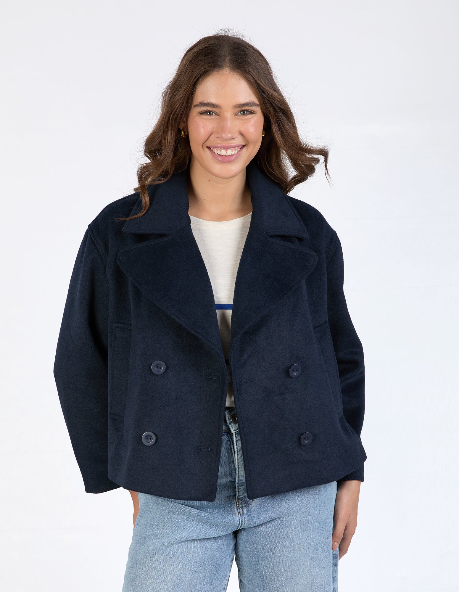 Elm Harley Peacoat for Men - Dark Sapphire Blue Wool Blend Winter Coat | Warm & Stylish Outerwear for Business, Travel & Formal Occasions