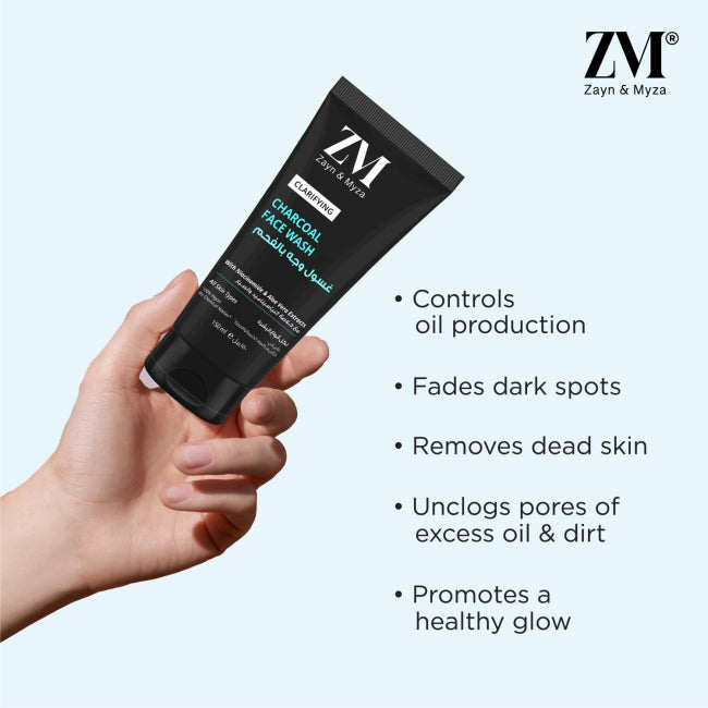 ZM Zayn & Myza Charcoal Deep Cleansing Face Wash - 150ml for Oily & Acne-Prone Skin | Detoxifying & Pore Minimizing | Daily Skincare Routine