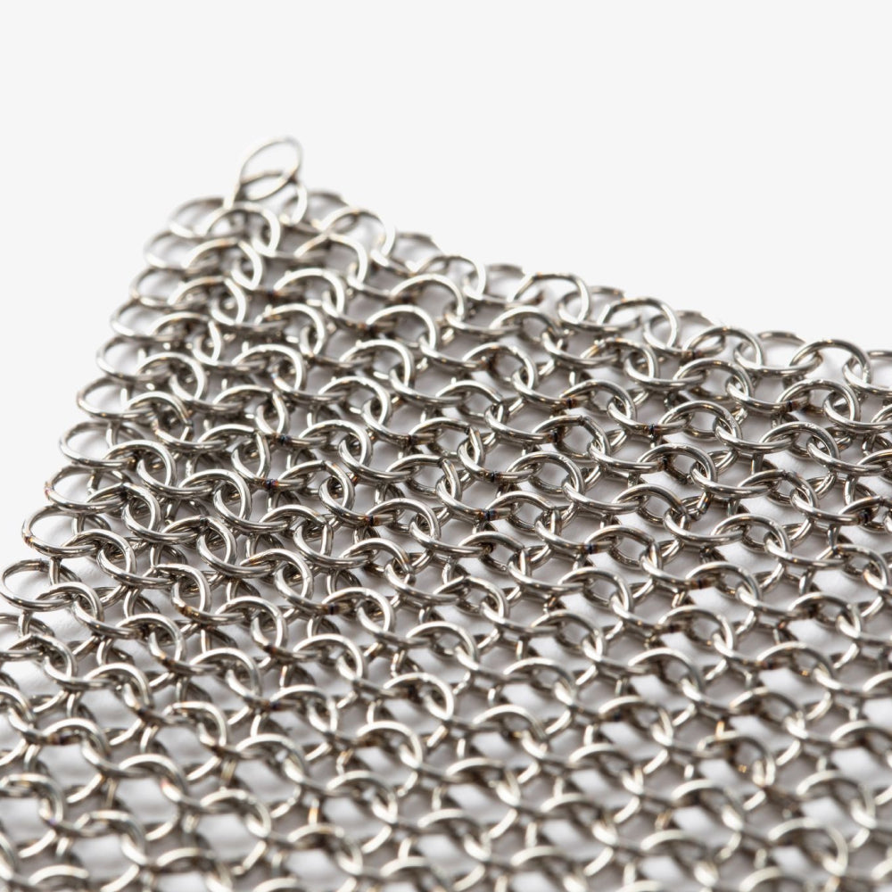 Stainless Steel Chain Mail Scrubber for Cast Iron Pans - Heavy Duty Pot Cleaner for Grill, Griddle & Cookware - Perfect for Camping, Outdoor Cooking & Kitchen Cleaning