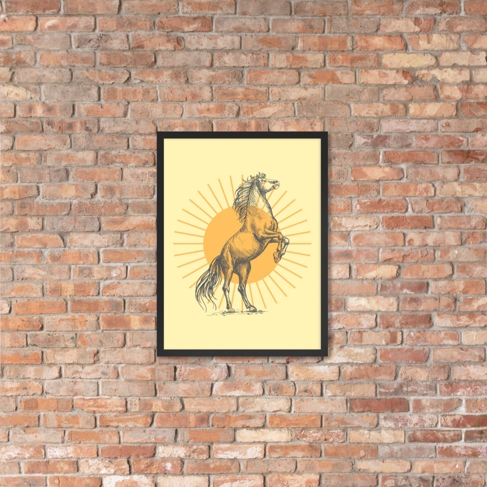 Sunburst Horse Framed Art Poster - Elegant Wall Decor & Home Art for Living Room, Bedroom, or Office