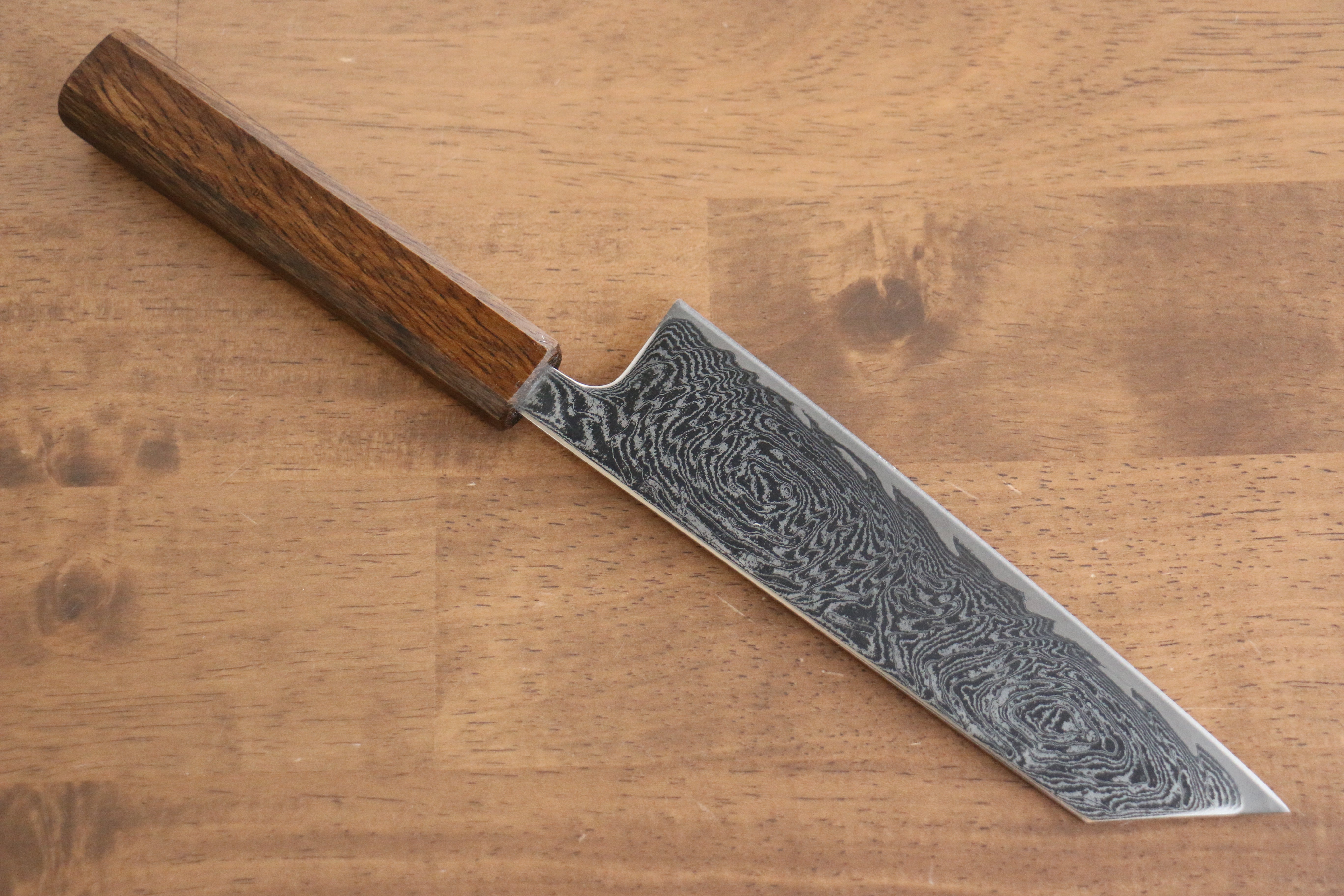 Premium Seisuke Nami AUS10 Damascus Steel Bunka Knife 180mm - Mirror Polished Blade with Oak Handle - Perfect for Sushi, Vegetables & Precision Kitchen Tasks