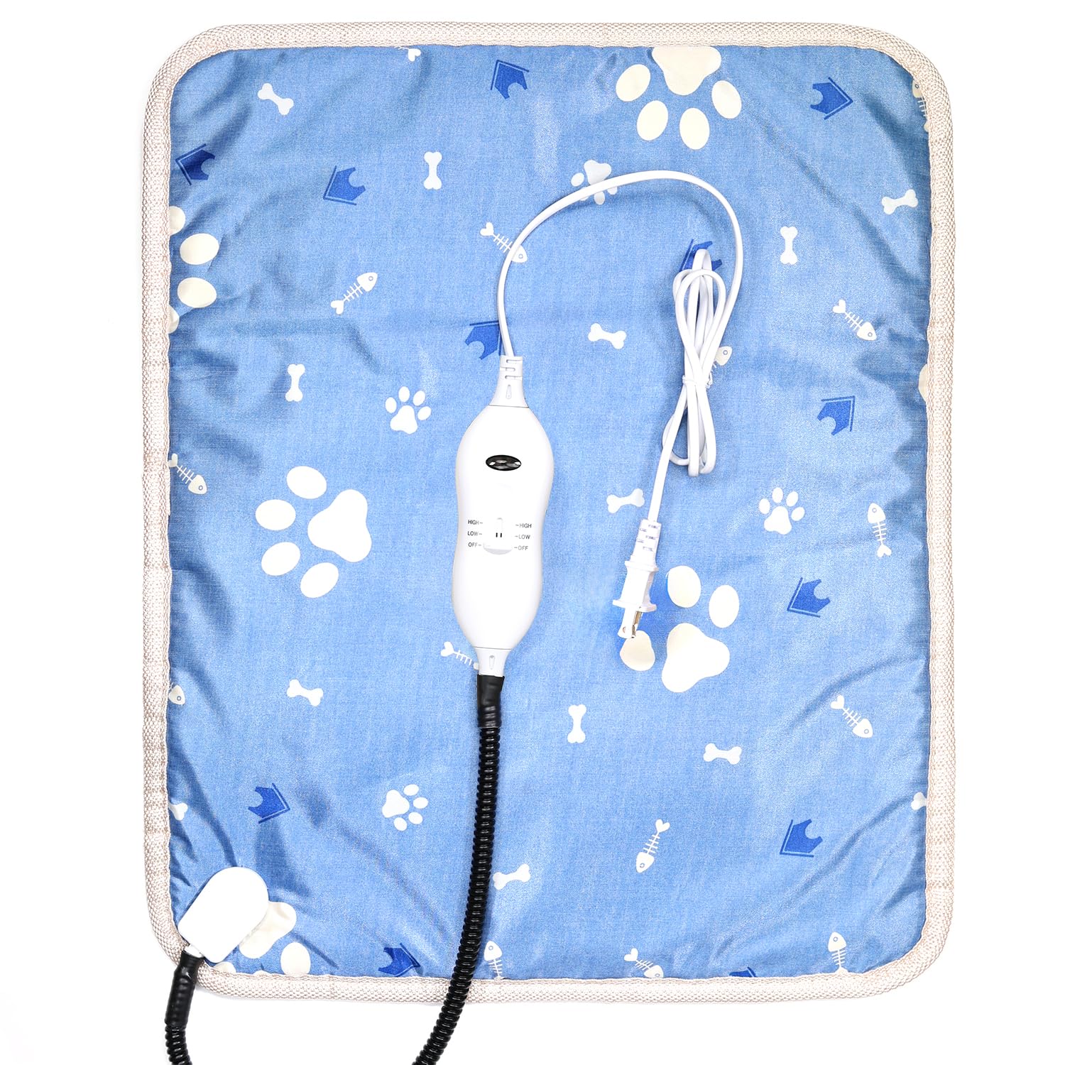 Premium Self-Warming Cat & Dog Heating Pad - Adjustable Temperature Pet Bed with Chew-Resistant Cord, Waterproof Design (17.7