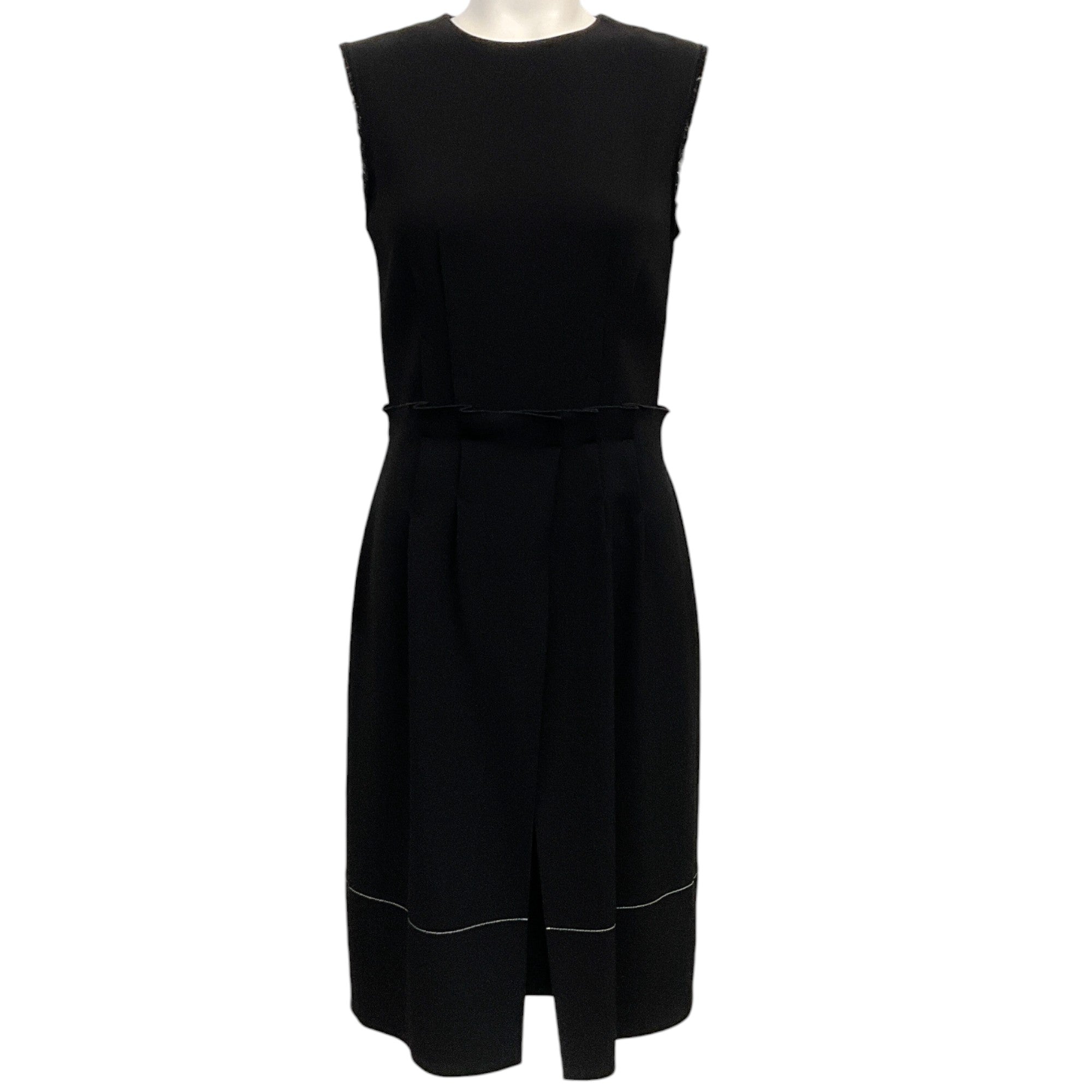 Proenza Schouler Black Crepe Sleeveless Dress with White Stitch Detail - Elegant Evening Wear for Parties & Special Occasions