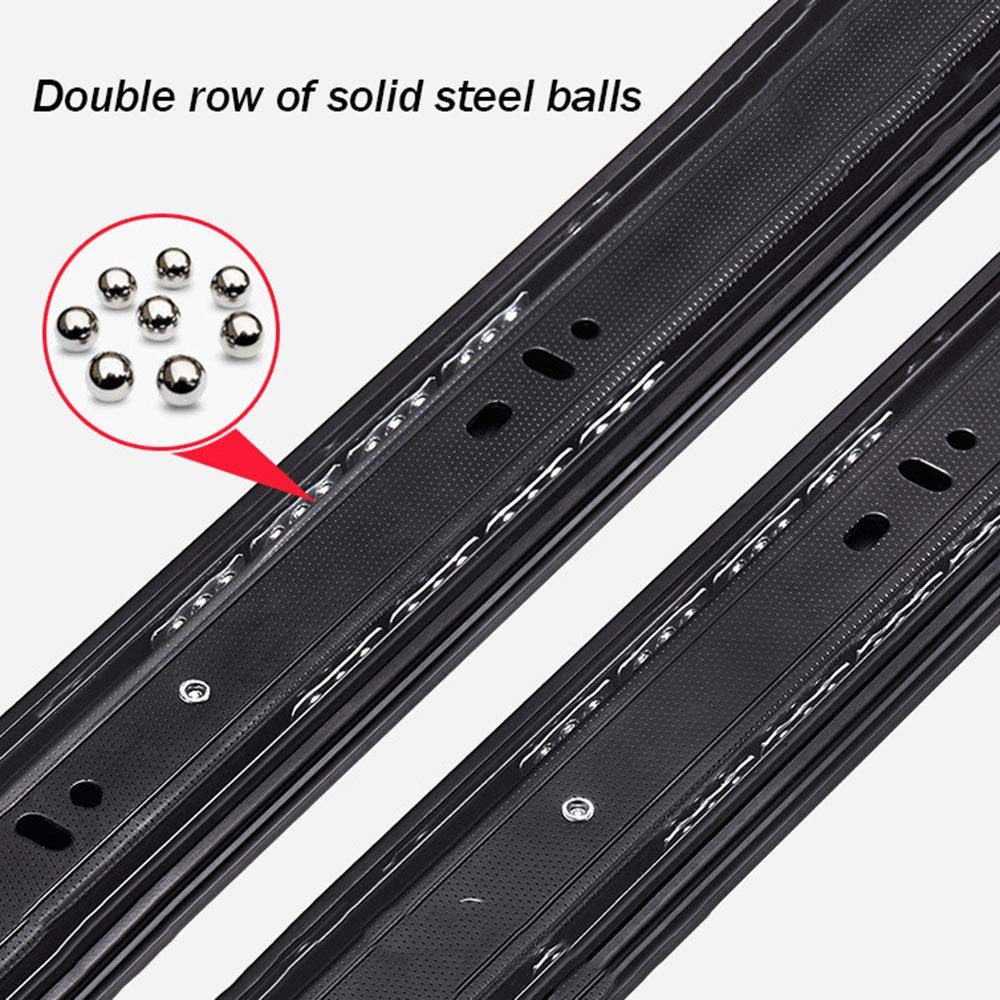 Premium Soft Close Drawer Slides - Push to Open, 3-Section Side Mount Drawer Runners, Heavy Duty Black Steel for Smooth & Quiet Operation - Perfect for Living Room, Bedroom, Kitchen Cabinets & Nightstands (16 Inch/400mm)