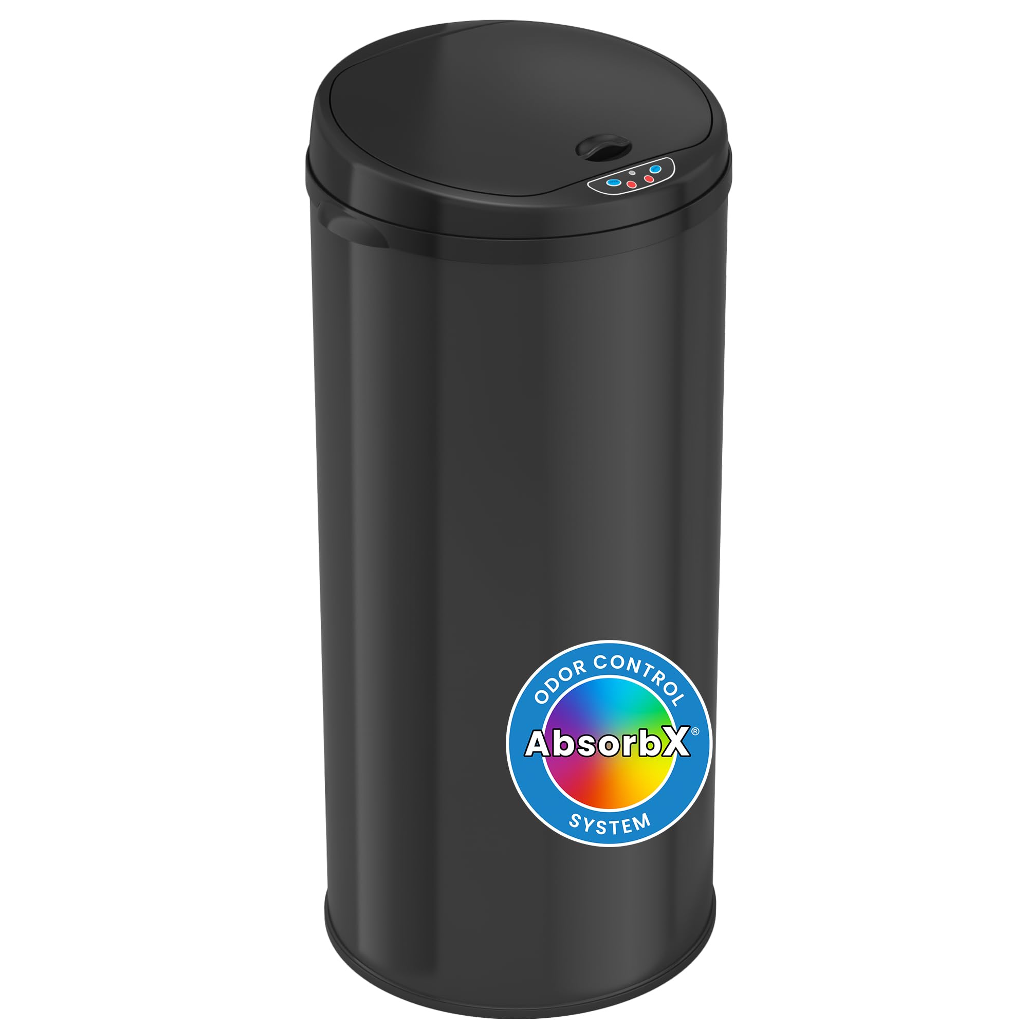 iTouchless 13 Gallon Automatic Trash Can with Odor Control System - Black Round Sensor Garbage Bin for Kitchen, Office, Bathroom & Home Use