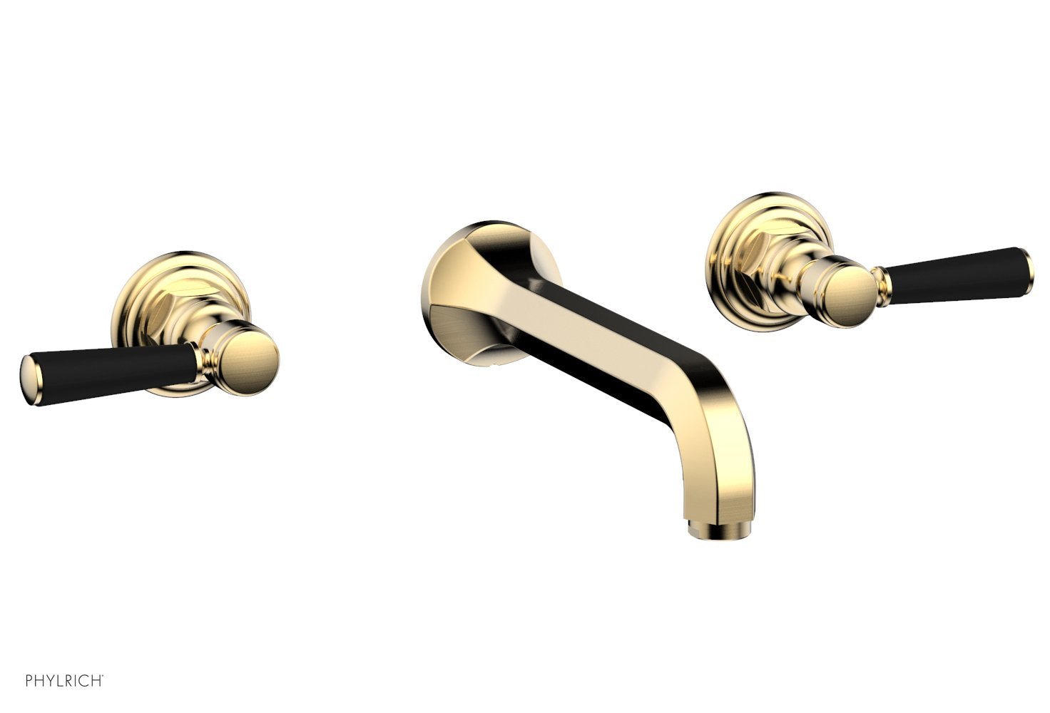 HEX TRADITIONAL Wall Tub Faucet Set with Satin Black Lever Handles - 500 57 Series - Perfect for Bathroom Renovation and Modern Home Decor
