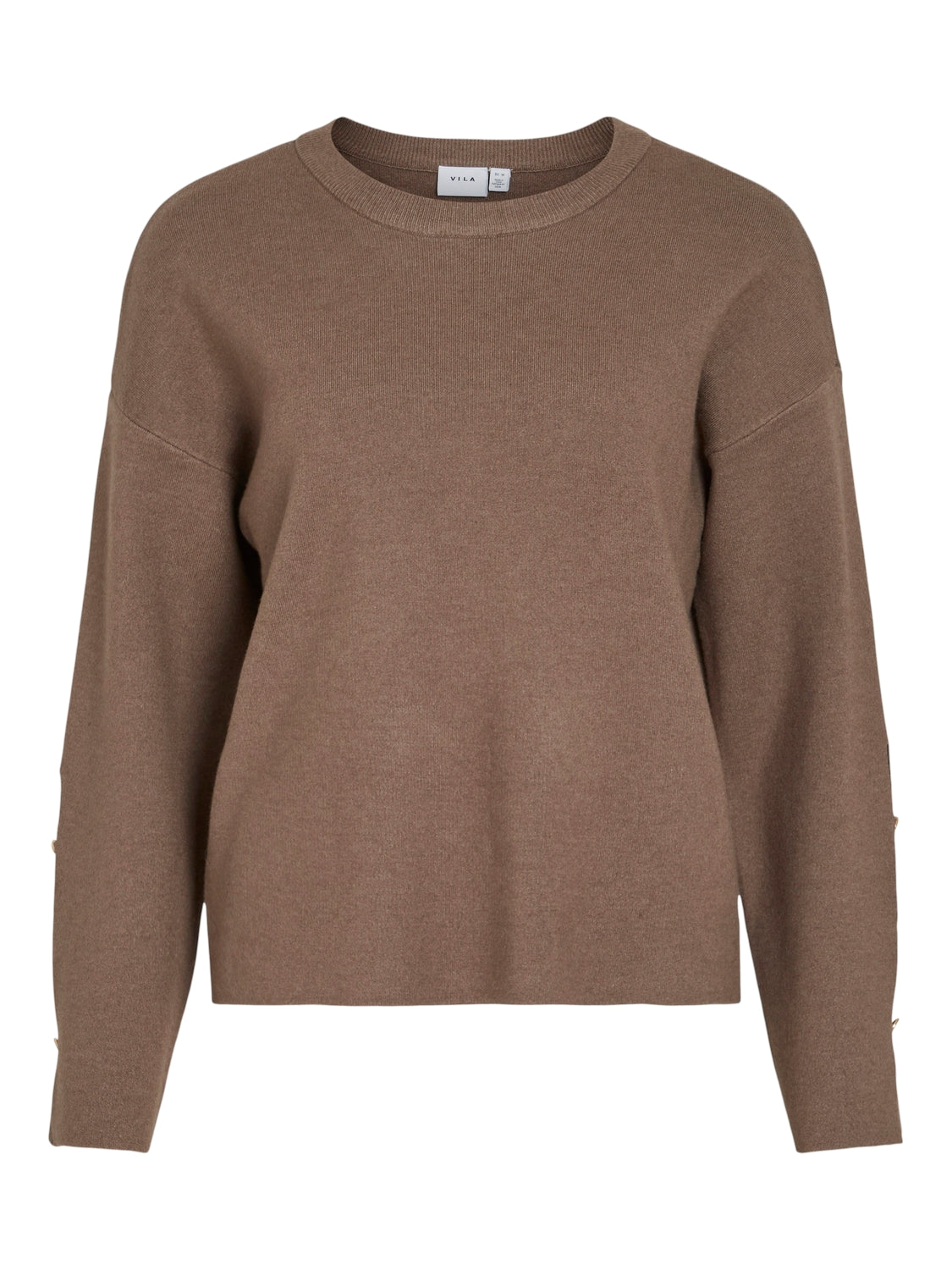 Cassie Knit Top Women's Casual Long Sleeve Sweater - Dark Natural Melange Color for Fall Winter Fashion | Perfect for Office, Date Night & Cozy Layering