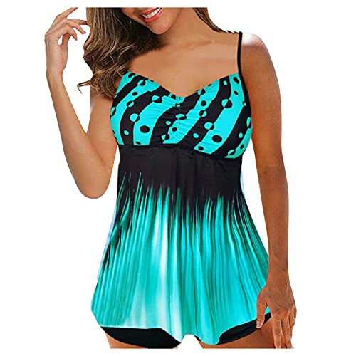 Women's Swim Dress with Shorts - Beach Digital Print Suspender Swimsuit Bikini Tankini Set - Perfect for Swimming, Sunbathing & Summer Vacations