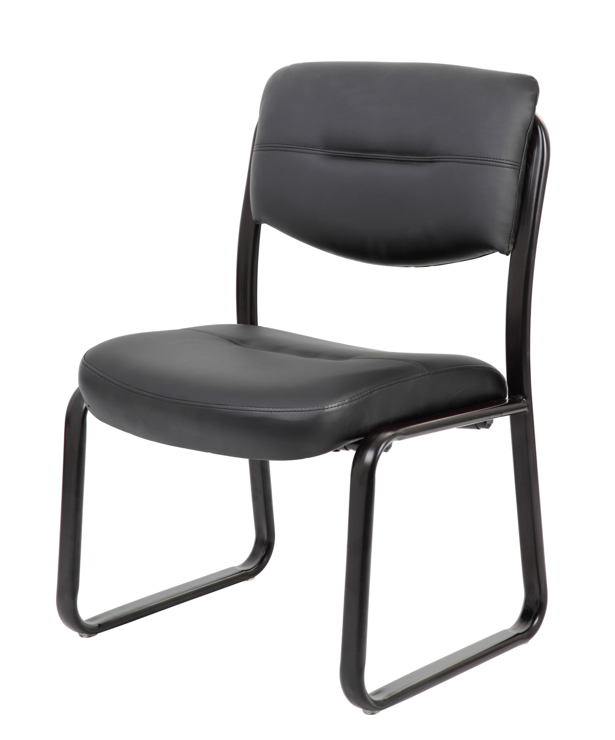 Premium Black Leather Sled Base Office Chair - Ergonomic Executive Desk Chair for Home & Business Workspaces - Perfect for Corporate Offices, Conference Rooms & Home Offices
