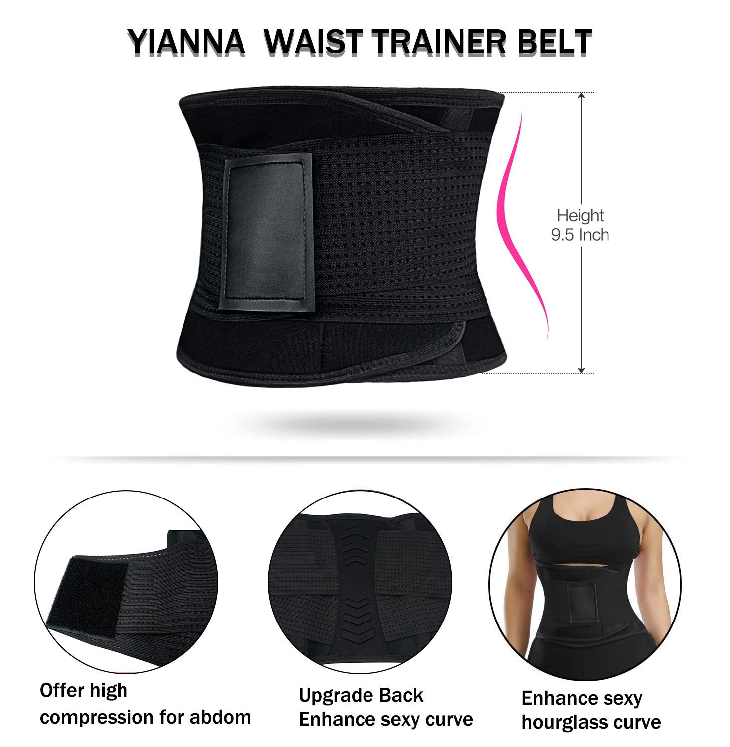 YIANNA Waist Trainer Belt for Women - Tummy Control & Weight Loss Workout Belt - Postpartum & Back Support - Slimming Corset for Fitness, Gym & Daily Wear