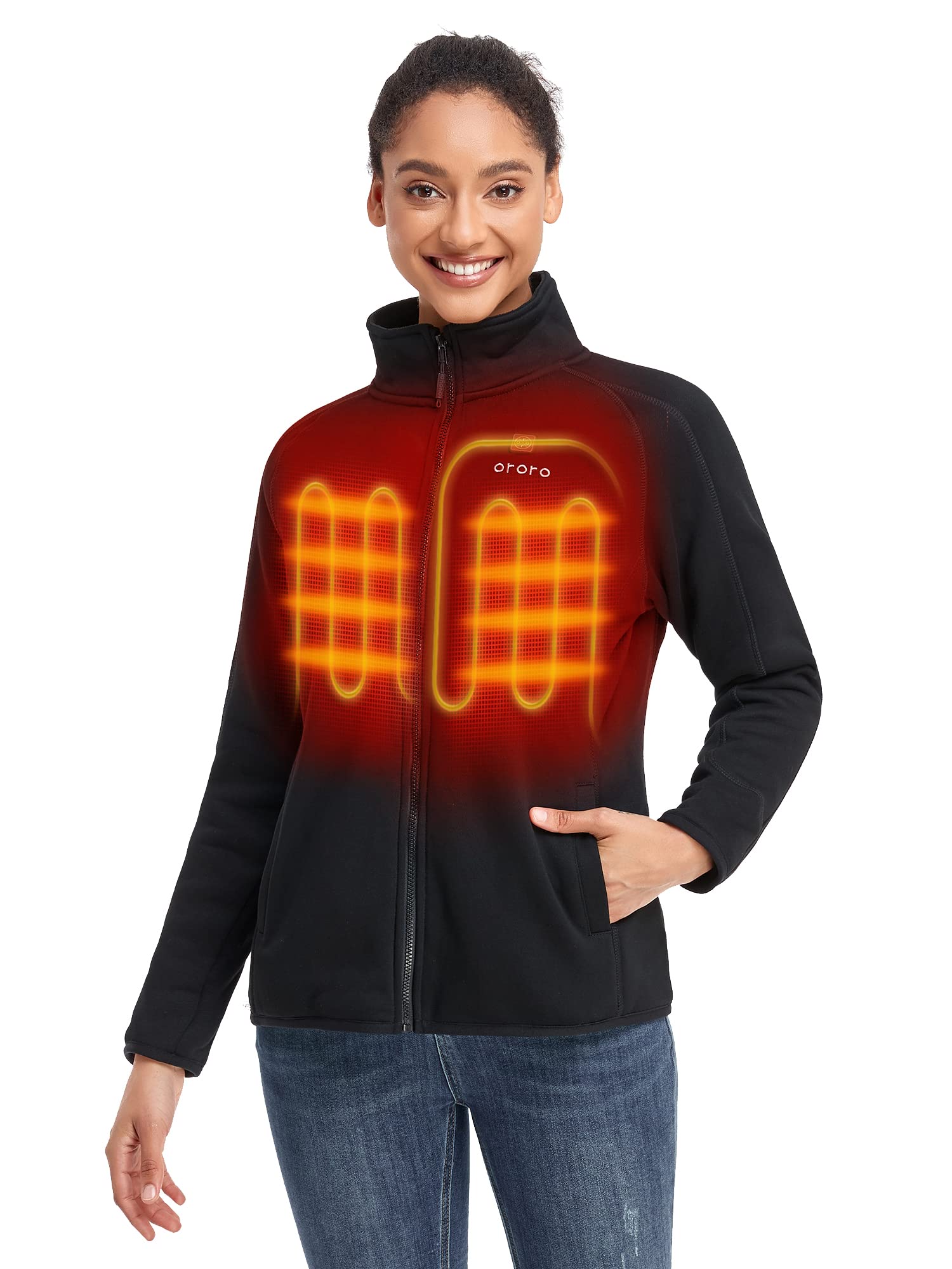 ORORO Women's Heated Jacket - Battery-Powered Full Zip Fleece Jacket for Winter Warmth | Outdoor Activities, Commuting & Cold Weather Wear
