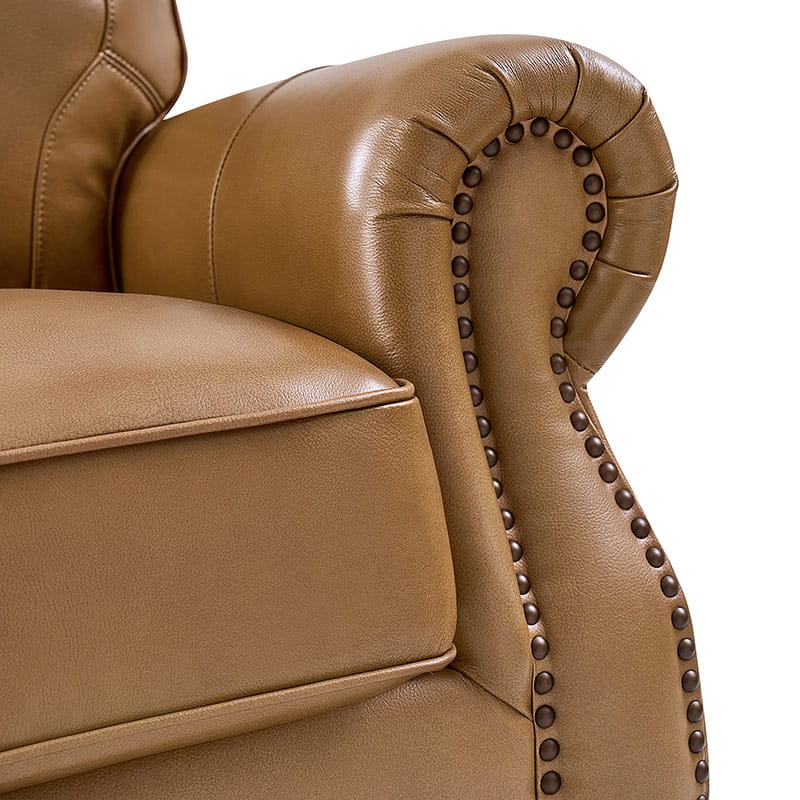 Premium Iliana Genuine Leather Sofa with Elegant Rolled Arms - Luxurious Living Room Furniture for Home & Office Decor