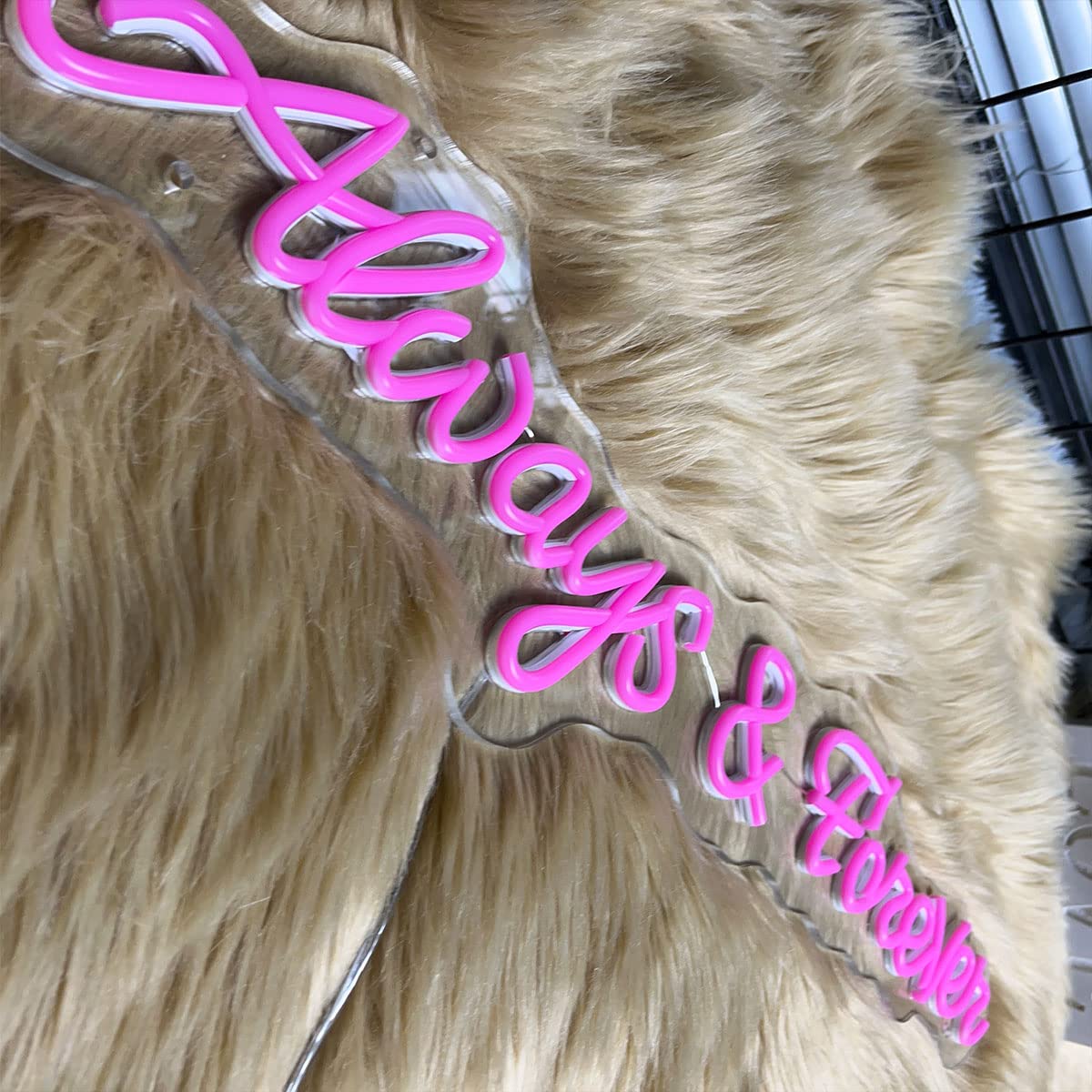 Always & Forever LED Neon Light Sign - Pink Custom Neon Wall Decor for Bedroom, Wedding, Home - 25.2x5.1