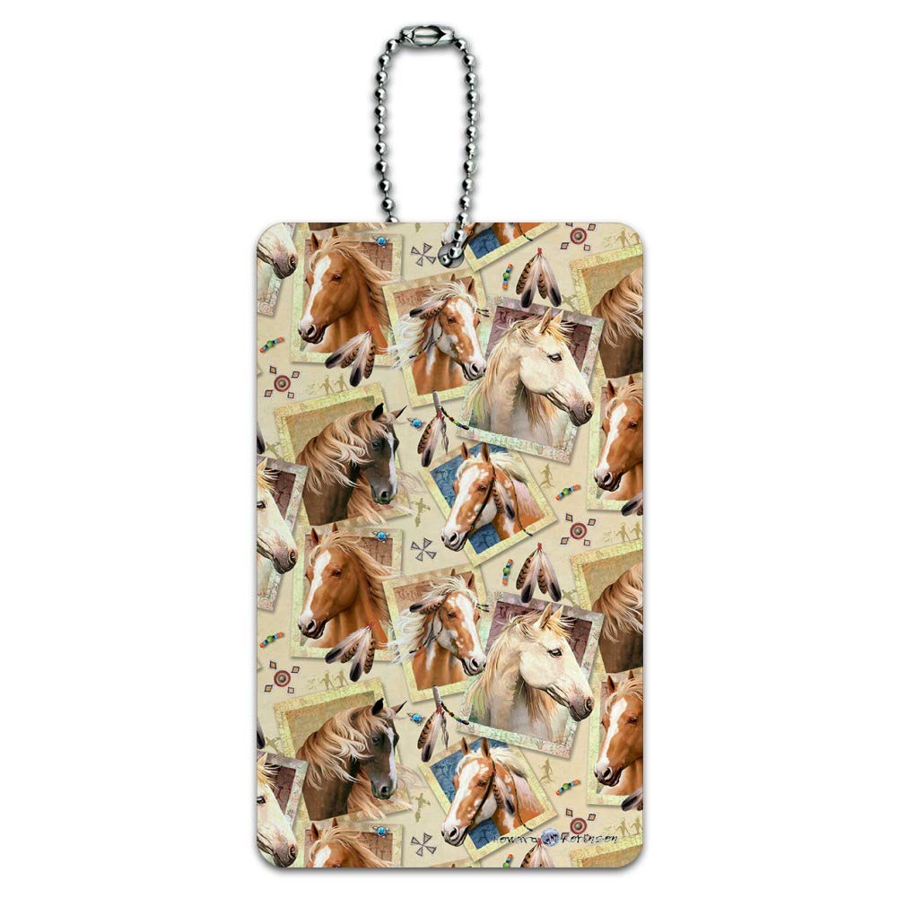 Stylish Framed Horses Selfie Picture Luggage Tag - Durable Suitcase ID Card for Carry-On Bags - Perfect for Travel, Vacation & Gift Giving
