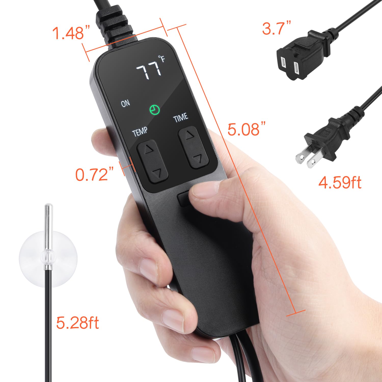 Reptile Dimming Thermostat with Timer - Precise Temperature Control for Heat Lamps, Heating Pads & Seedling Mats - Ideal for Terrariums, Reptile Tanks & Plant Nurseries