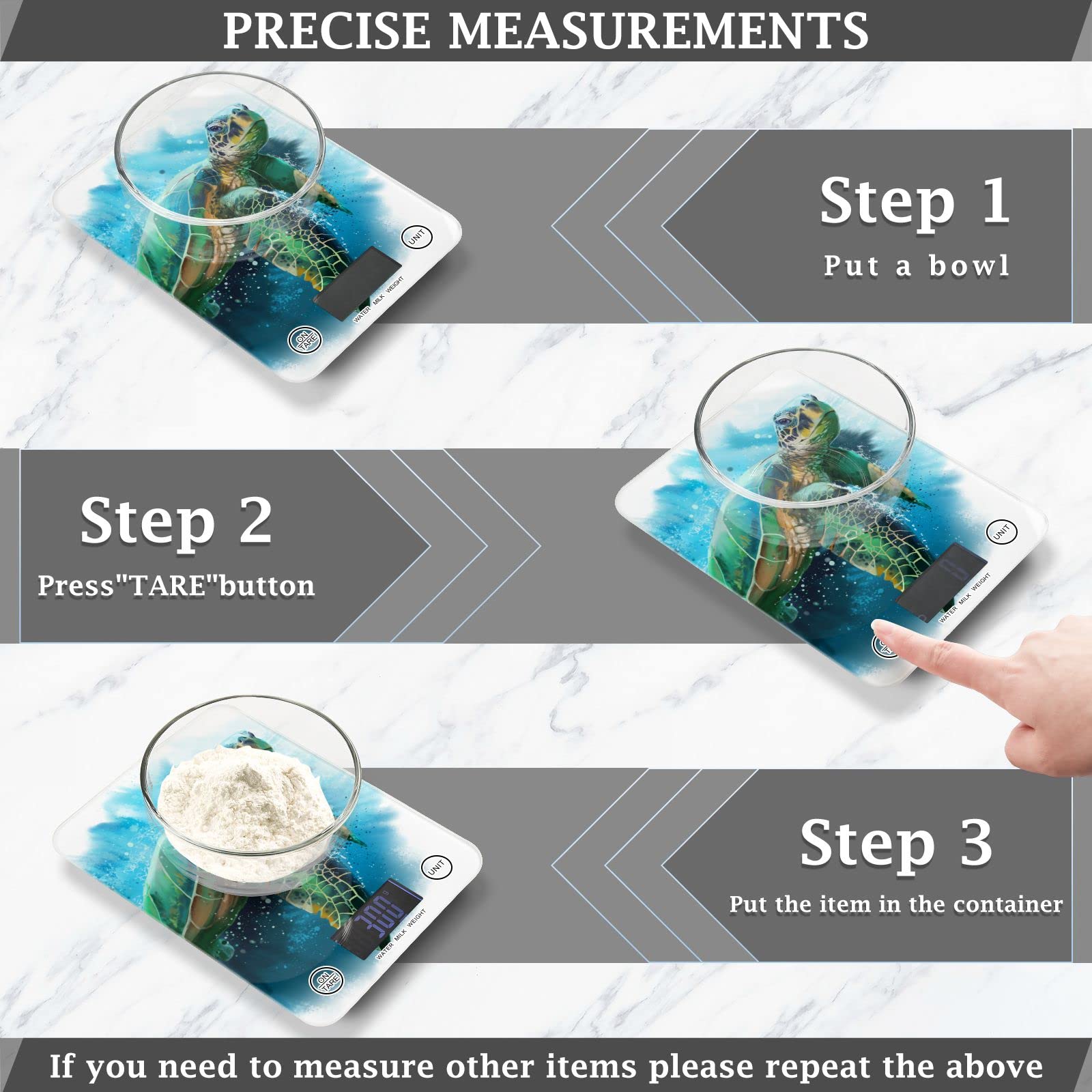 Waterproof Digital Kitchen Scale for Cooking & Baking - LCD Display, Measures in Ounces & Grams, Perfect for Sea Turtle Food Prep & Portion Control