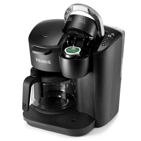 Keurig K-Duo Essentials Black Single-Serve & Carafe Coffee Maker - Brews K-Cup Pods & Full Pot - Perfect for Home, Office & Entertaining