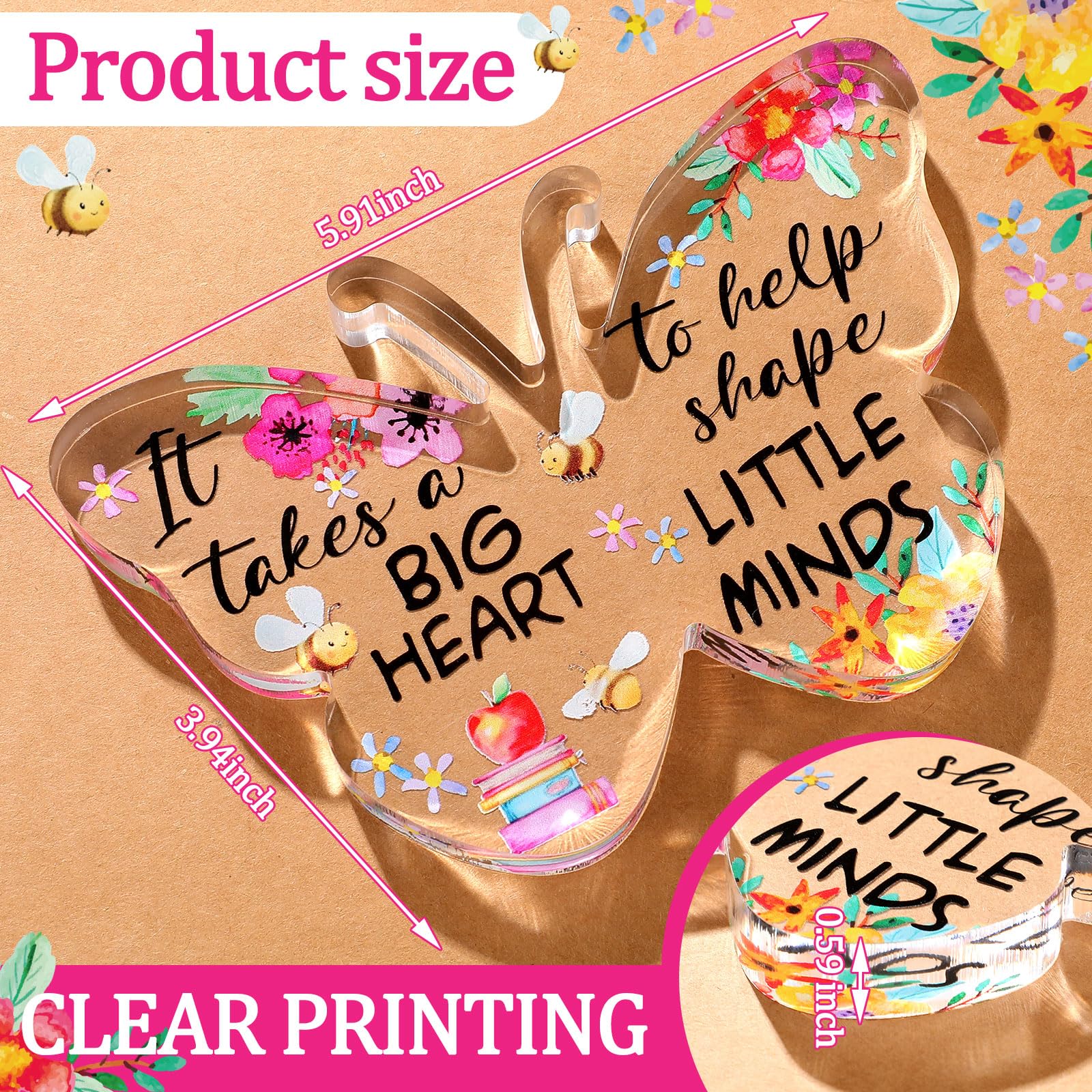 Acrylic Teacher Appreciation Gift for Women - Beautiful Butterfly Paperweight Desk Decor for Graduation, End of Year, or Thank You Present - Perfect for Office, Classroom, or Home Keepsake