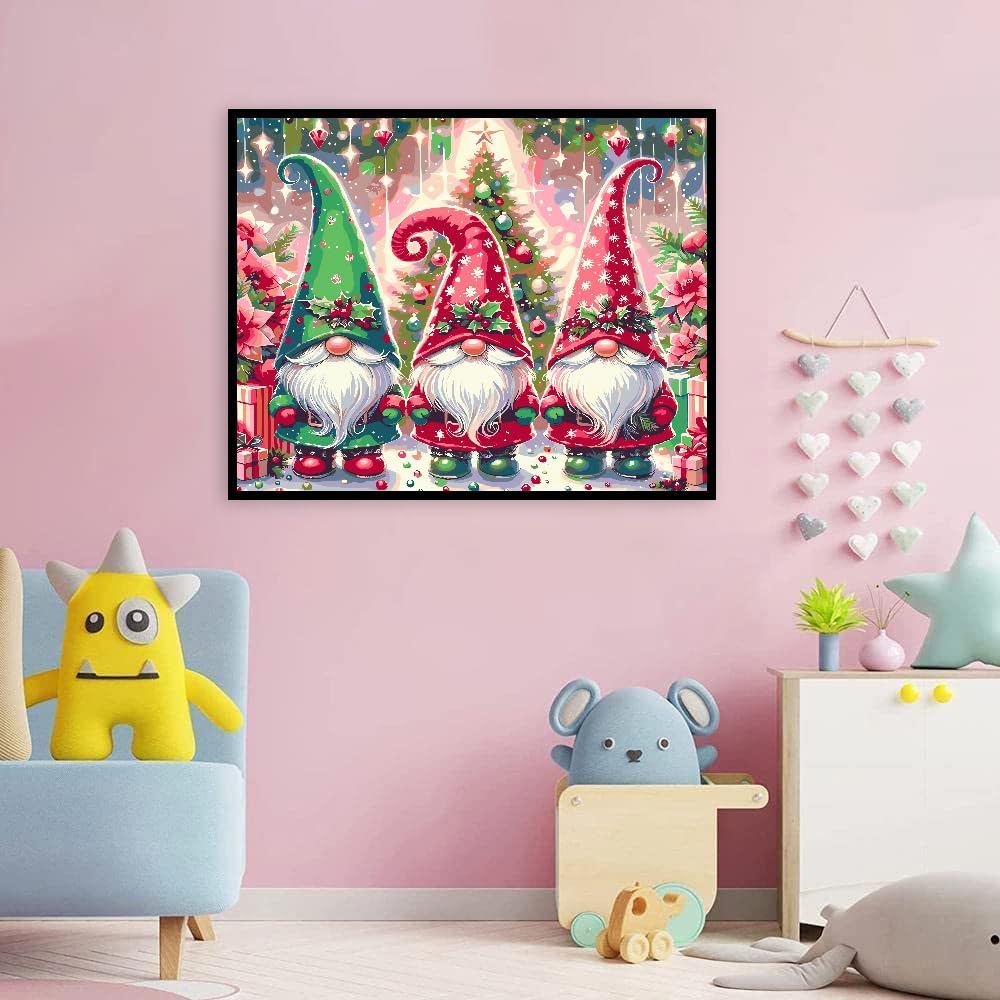 Christmas Paint by Numbers Kit for Adults - DIY Gnome Acrylic Oil Painting on 20x16 Inch Canvas - Beginner Friendly Art Set for Home Decor & Holiday Gifts | Perfect for Relaxation, Stress Relief & Creative Christmas Activities