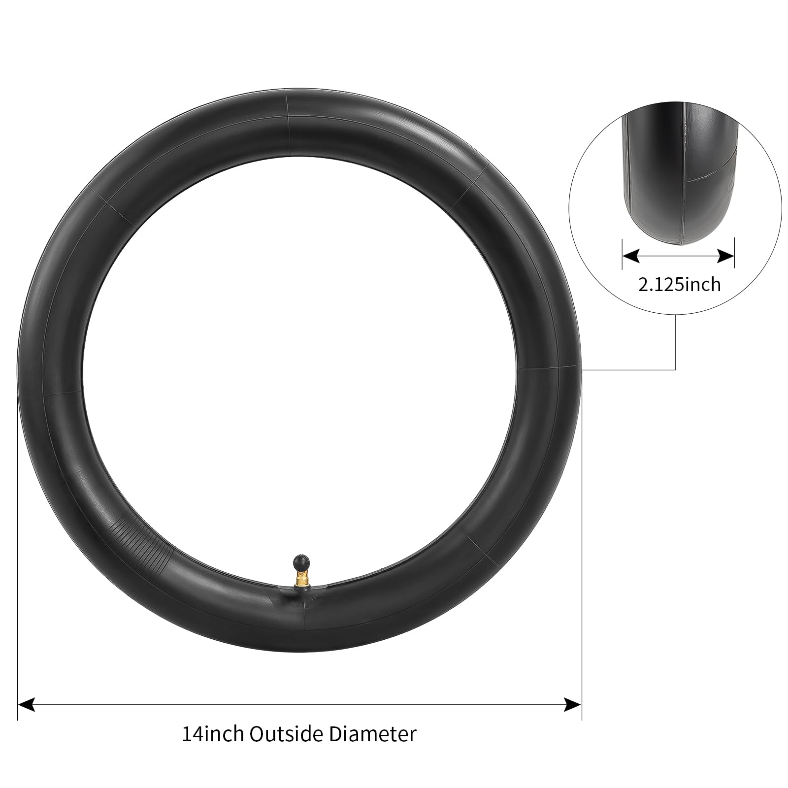 14 x 2.125 Heavy-Duty Inner Tubes for Electric Bikes & Scooters - 40% Thicker, 2-Pack Replacement Tubes - Perfect for Commuting, Off-Roading & Urban Riding