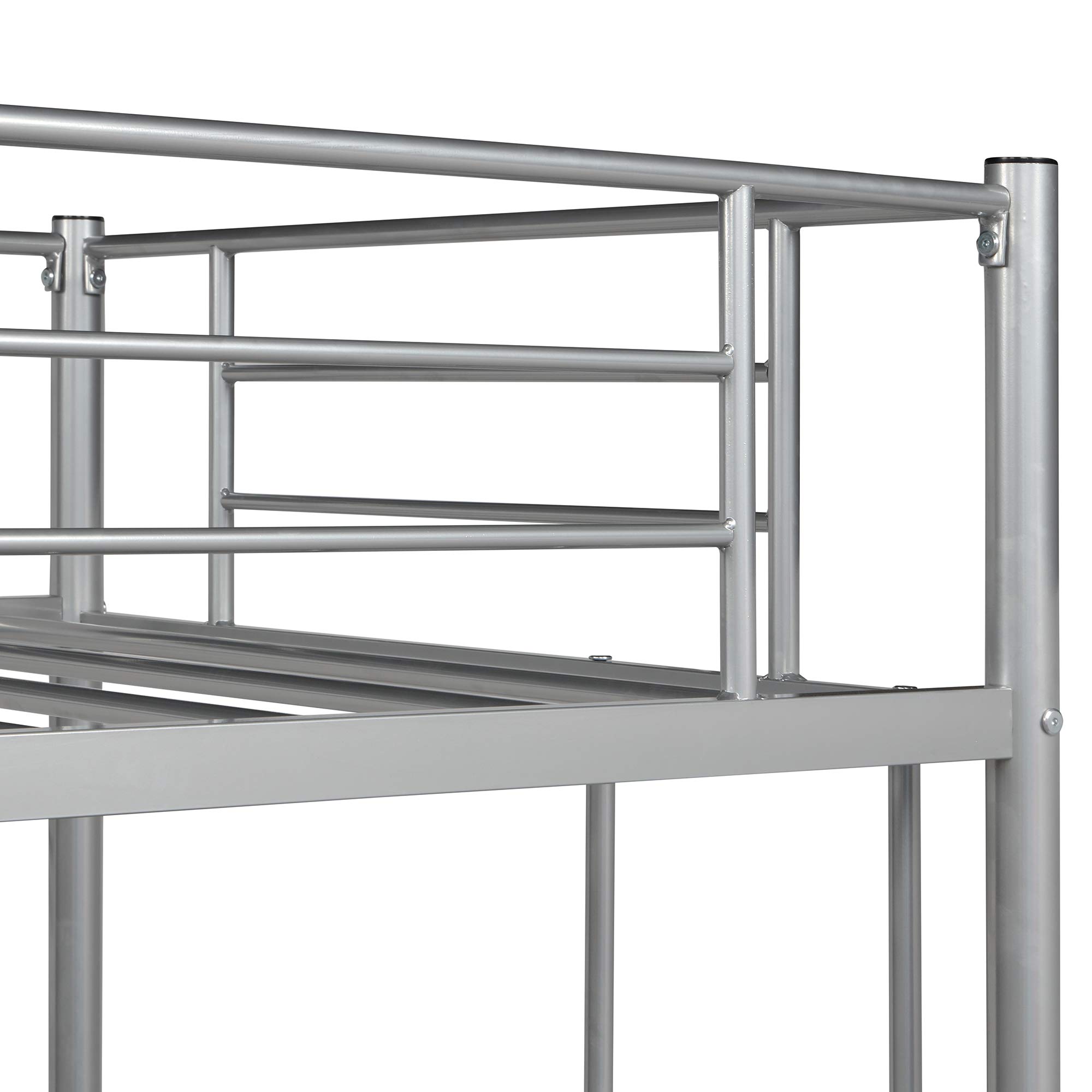 Sturdy Metal Twin Loft Bed with 2 Ladders & Safety Rails - Space Saving Kids Bunk Bed Frame for Small Bedrooms - Modern Silver Loft Bed for Teens & Children - Perfect for Dorms, Apartments & Shared Rooms