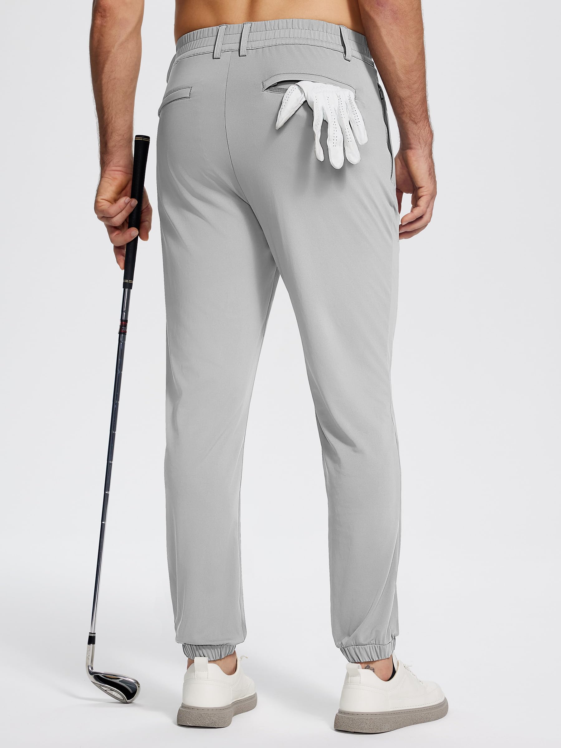 Men's Slim Fit Golf Joggers Pants with 4 Zipper Pockets - Stretch Travel & Work Casual Tapered Pants for Men | Perfect for Golfing, Office Wear & Outdoor Activities