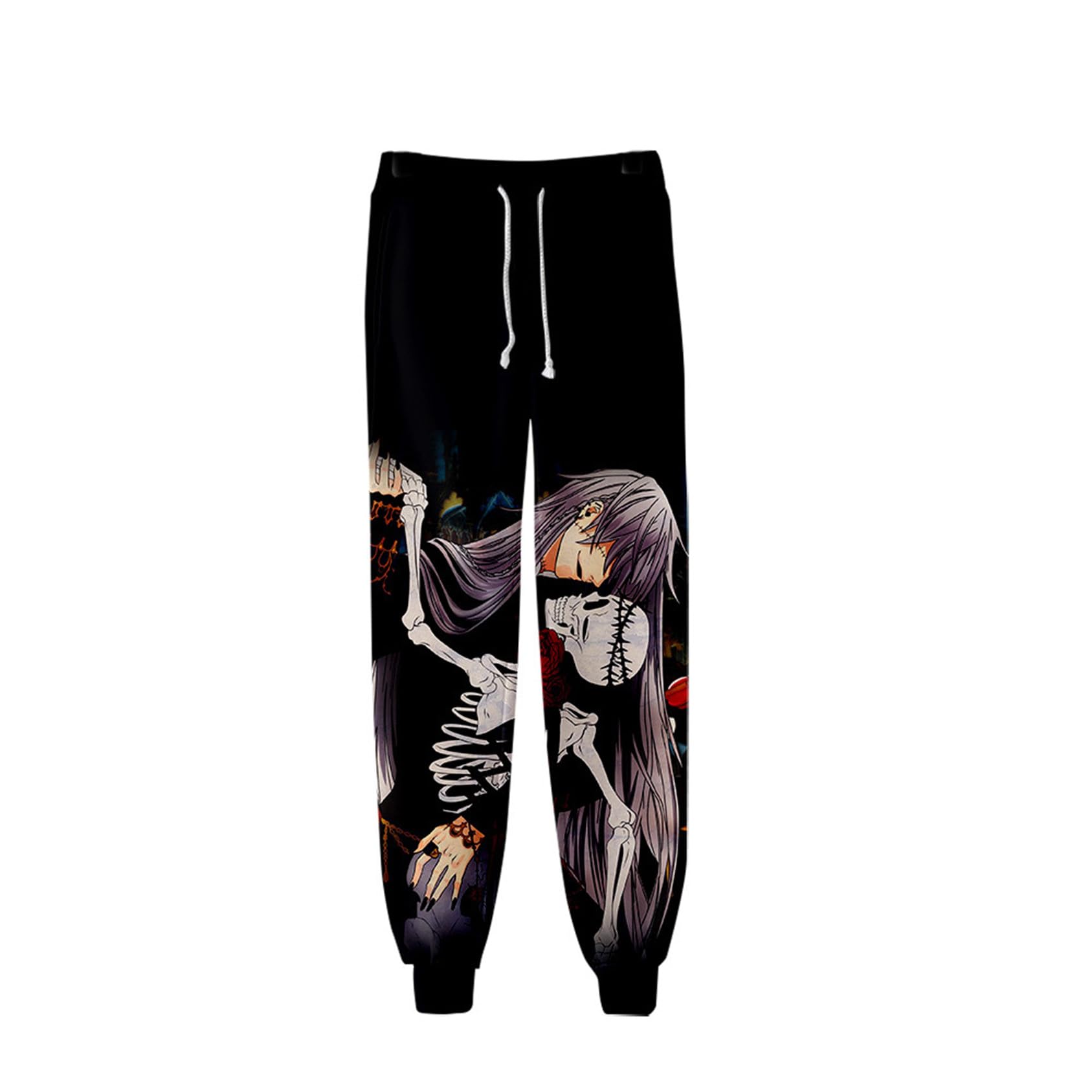 Anime Sebastian Michaelis & Ciel Printed Jogger Pants - Double-Sided Character Design, Drawstring Waist Gym Sweatpants for Cosplay, Anime Conventions & Casual Wear