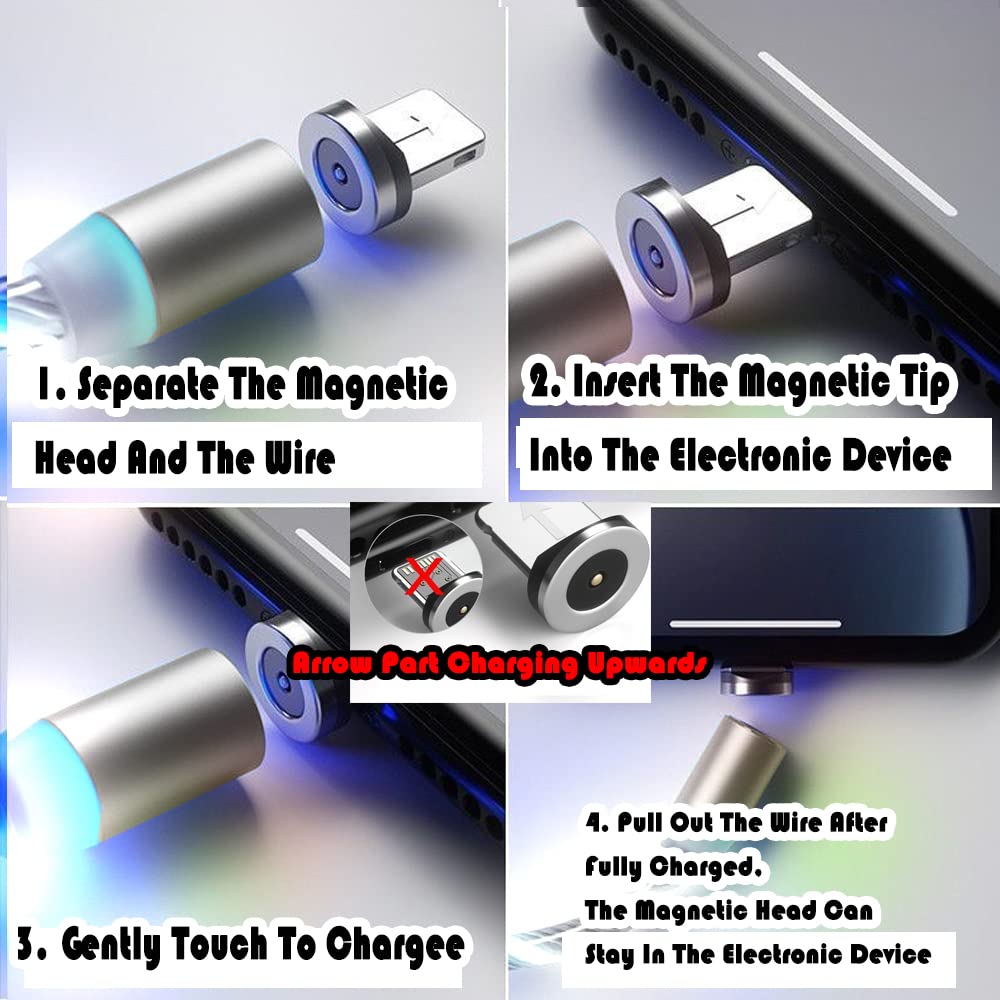 3-in-1 Magnetic Charging Cable 1M/3.3ft with LED Light Indicator - Fast Charging USB C/Micro USB Cable for Android Phones, Tablets & Gaming Devices | Perfect for Travel, Home & Party Decorations Gifts for Men Women Kids