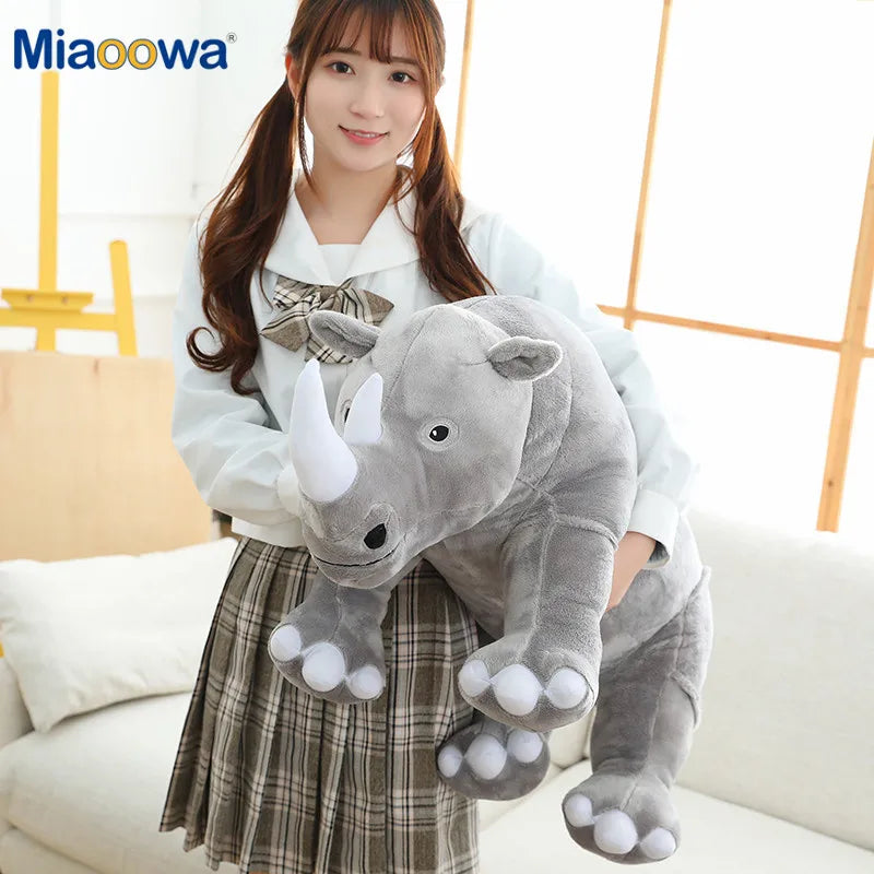 40/60/80cm Giant Plush Rhinoceros Stuffed Animal - Soft Lifelike Zoo Toy Pillow for Kids, Baby Cushion & Nursery Decor - Perfect Gift for Girls Birthday, Baby Shower & Room Decoration - Great for Cuddling, Playtime & Nursery Theming