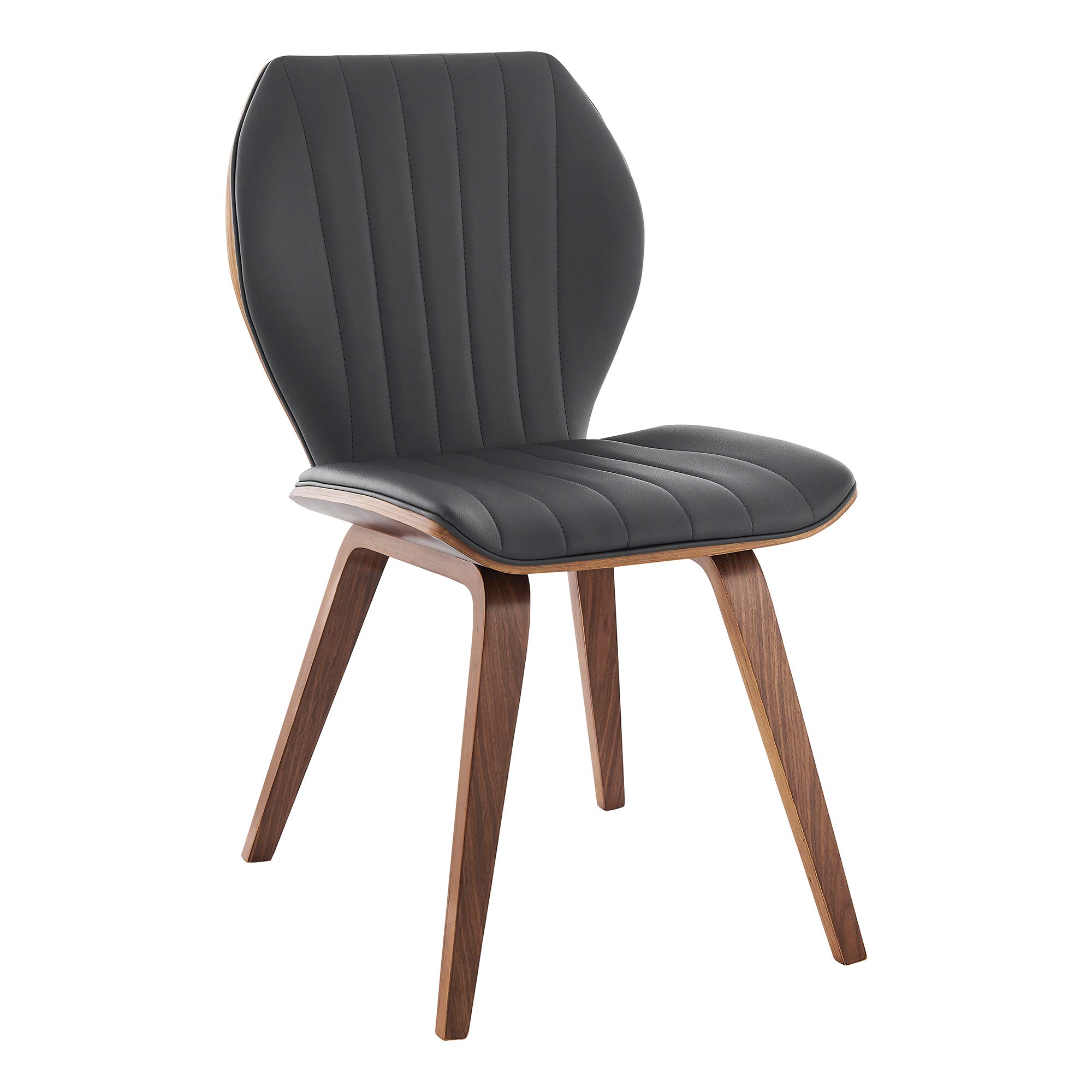 Armen Living Ontario Faux Leather and Wood Dining Chairs Set of 2 - 19 Inch Seat Height, Grey Walnut - Modern Kitchen & Dining Room Furniture for Home Decor
