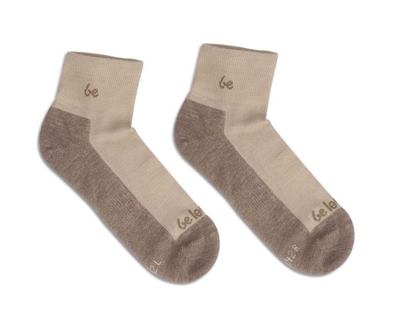 Barefoot Socks for Men & Women - Be Lenka Crew Merino Wool Socks in Beige - Perfect for Yoga, Running & Outdoor Activities