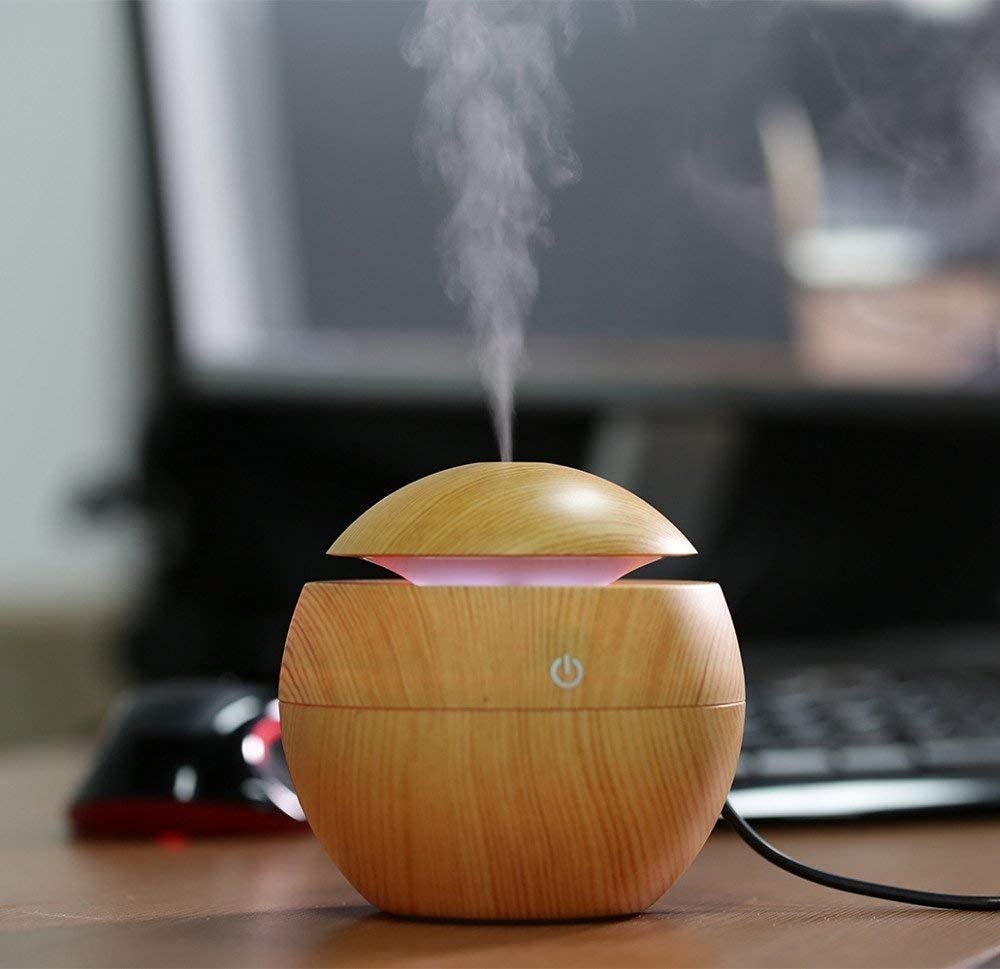 Cool Mist Ultrasonic Air Humidifier & Essential Oil Diffuser - 500ml Quiet Humidifying for Home, Office, Bedroom | Color Changing LED Night Light, Car Air Freshener | Perfect for Dry Air Relief, Aromatherapy, Baby Nursery & Travel