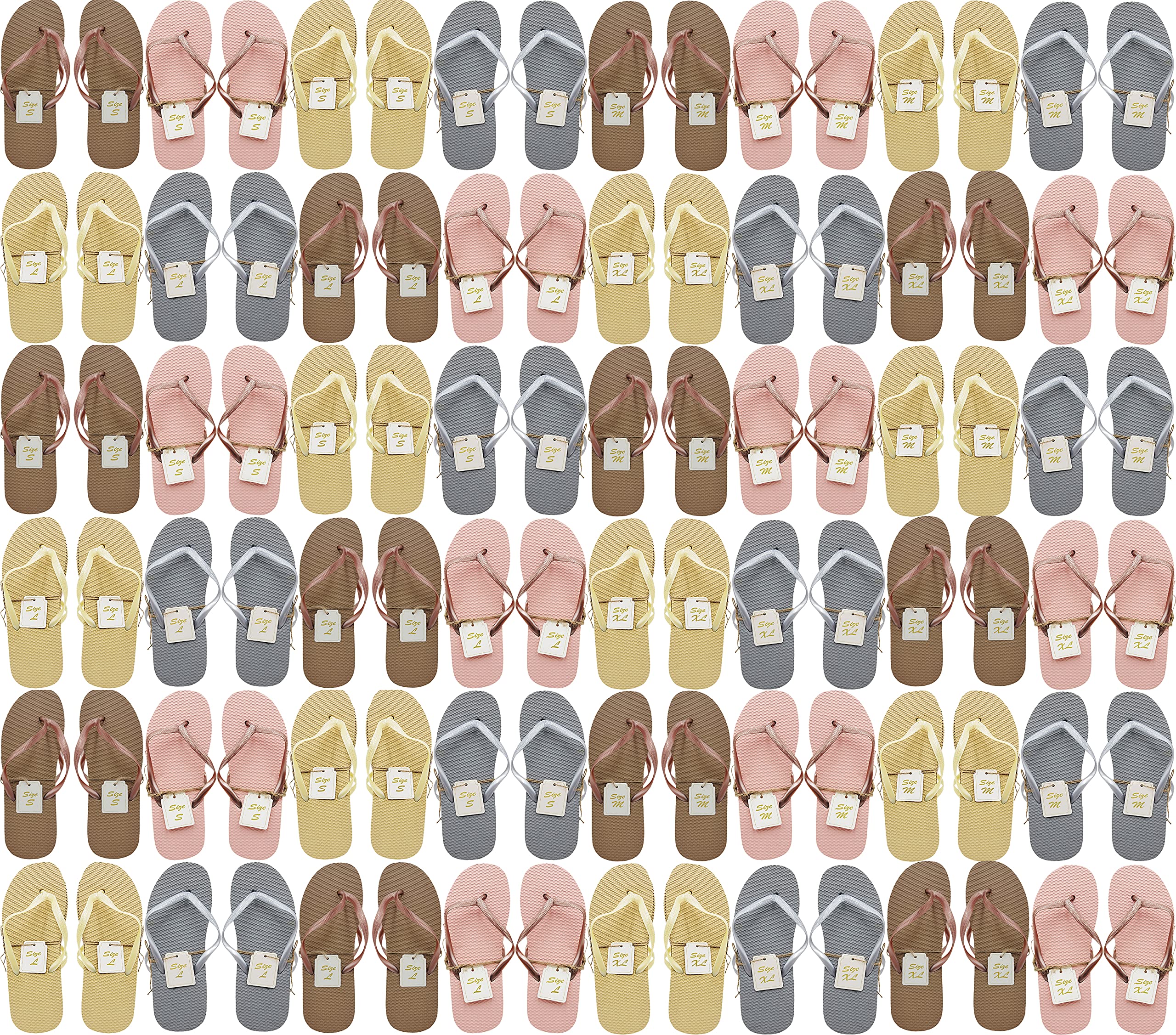 48 Pairs Bulk Flip Flops for Wedding Guests - Comfortable Wholesale Slippers for Wedding Receptions & Bridal Showers - Individually Twine Wrapped in Multiple Colors - Perfect for Beach Weddings, Bridal Parties and Guest Comfort