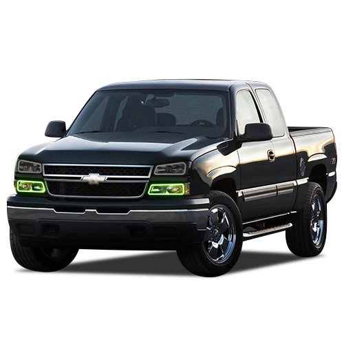 Flashtech LED RGB Multi-Color Halo Ring Headlight Kit with Bluetooth RF Remote & App Control - Compatible with Chevrolet Silverado 2003-2006 - Upgrade Your Truck Lighting for Night Driving & Custom Styling