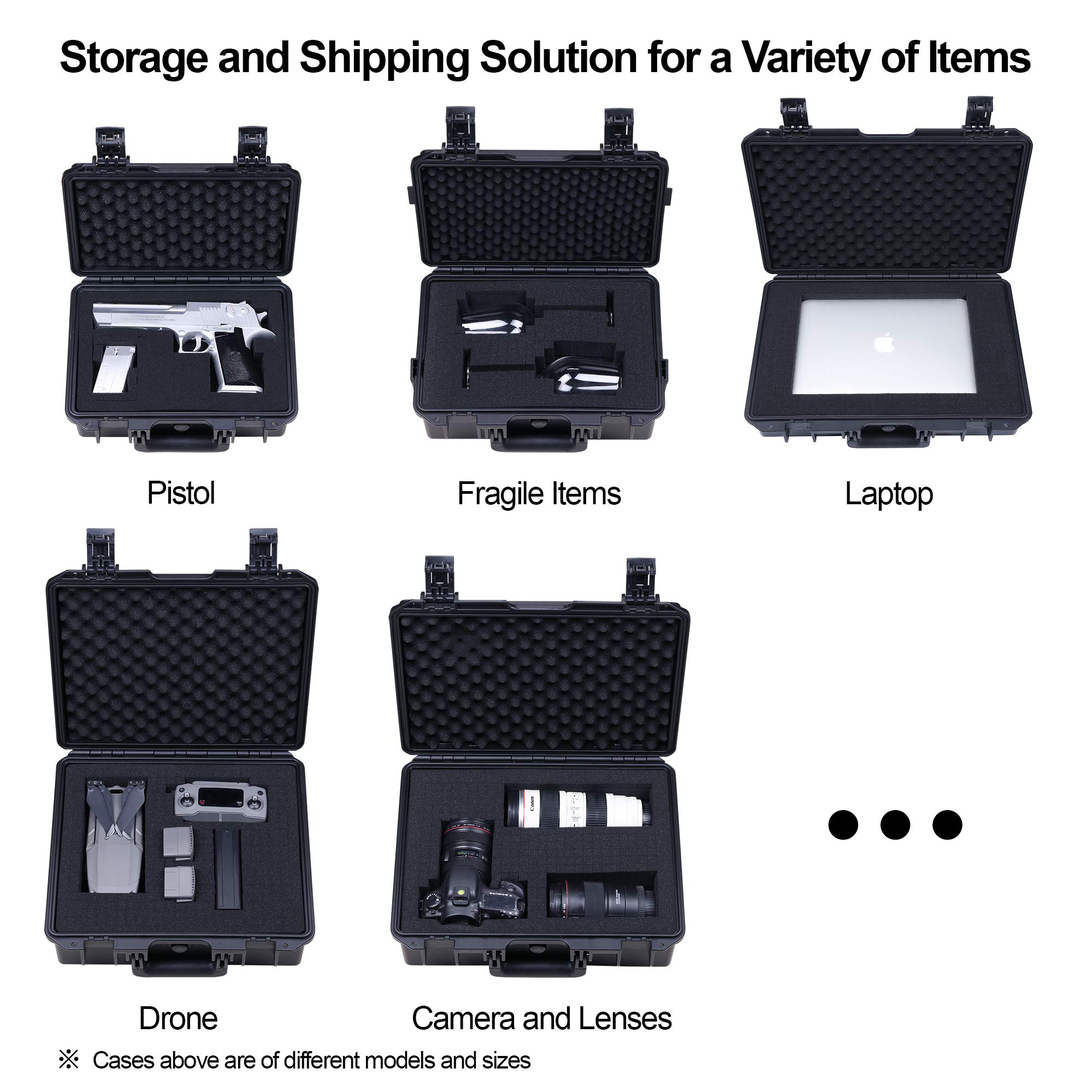 Lykus HC-3810 Waterproof Hard Case with Customizable Foam Insert - 38x28x13.5cm Interior for Camera, Drone, Electronics & Tools - Perfect for Travel, Outdoor Adventures & Equipment Protection